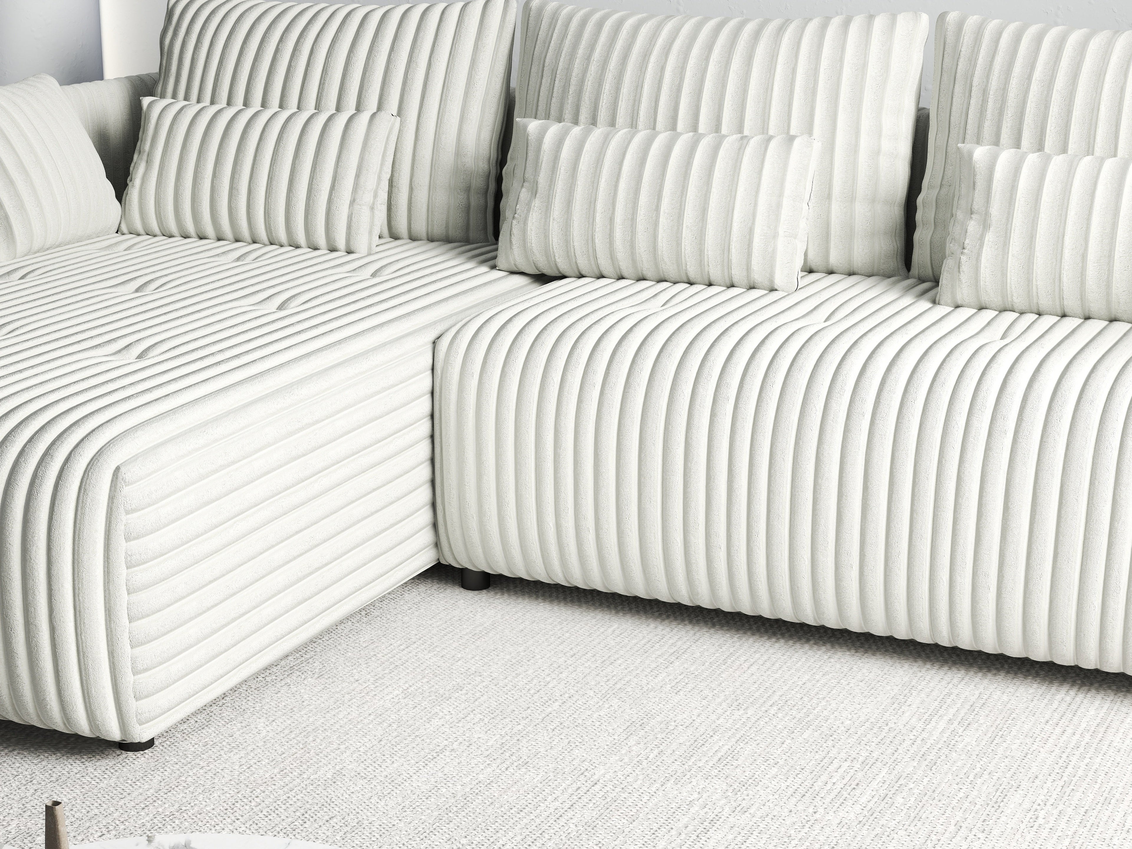 Colțar extensibil dumonde cu ladă de depozitare si sezut confortabil din spuma high-density, Malta Ambience White 235x185 cm