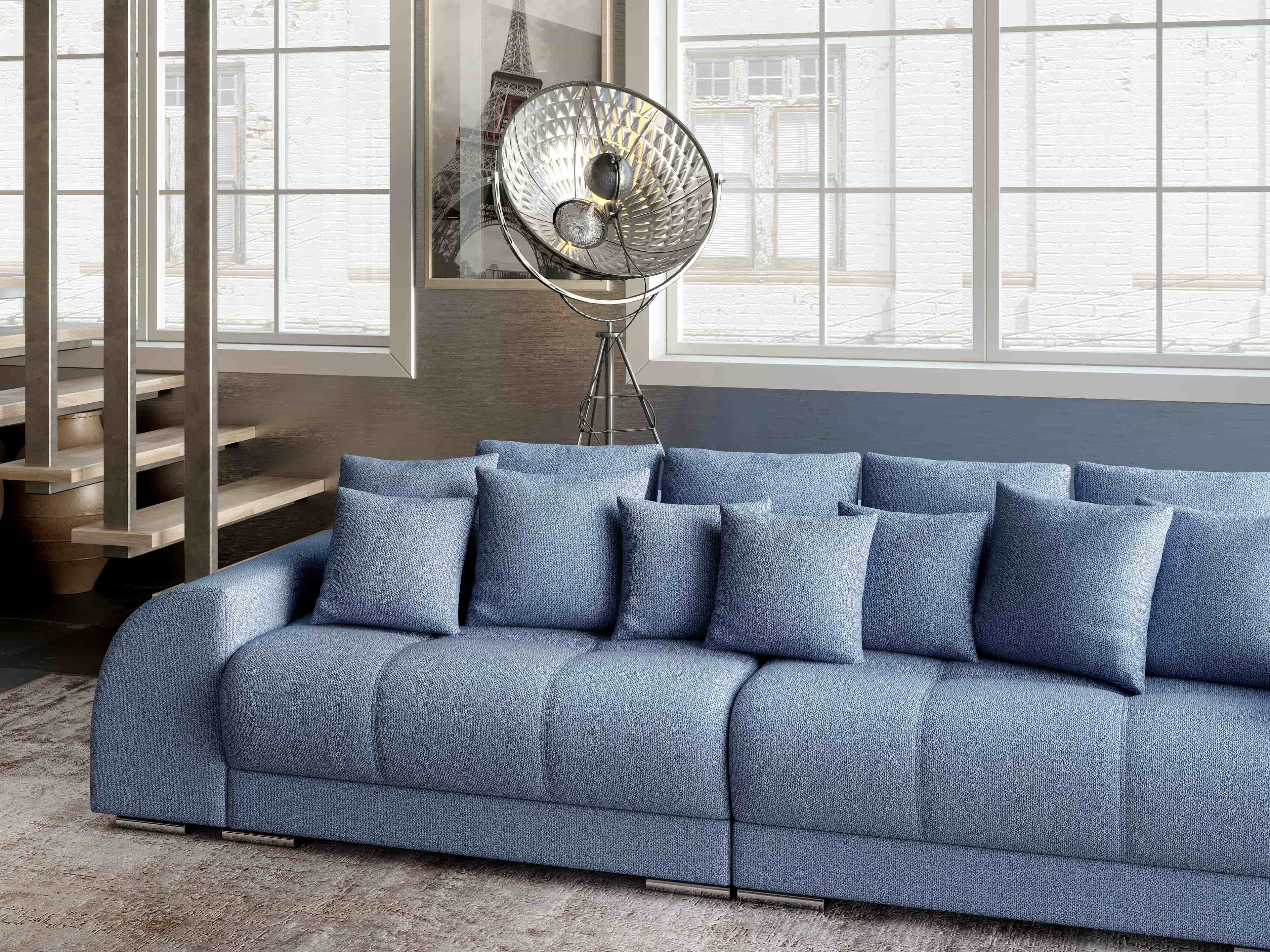 Canapea extensibilă dumonde cu 2 lăzi de depozitare si sezut confortabil din spuma high-density, Verona Enjoy Blue 310x100 cm