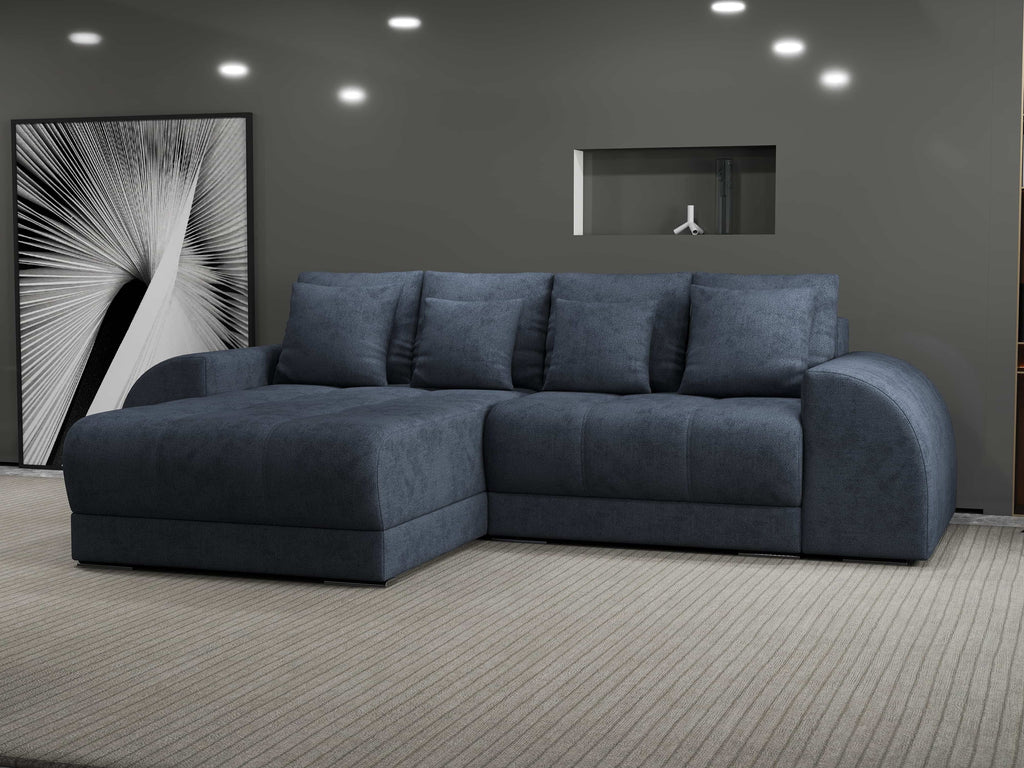 Colțar extensibil dumonde cu ladă de depozitare si sezut confortabil din spuma high-density, Verona Enjoy Antracit 290x185 cm