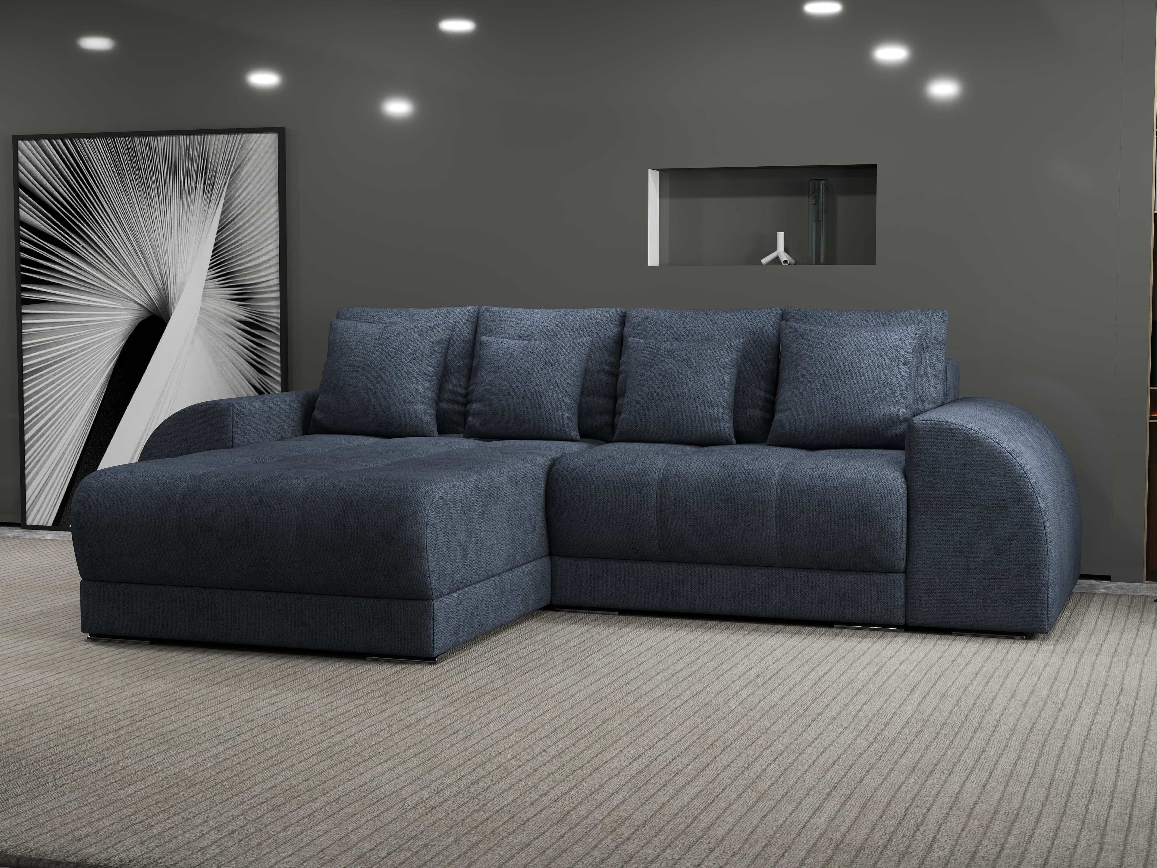 Colțar extensibil dumonde cu ladă de depozitare si sezut confortabil din spuma high-density, Verona Enjoy Antracit 290x185 cm