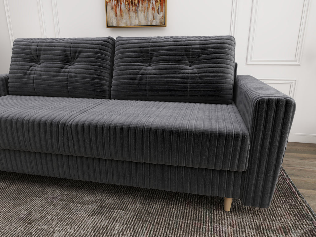 Canapea extensibilă dumonde cu ladă de depozitare si sezut confortabil din spuma high-density, Summer Ambience Gri 225x100 cm