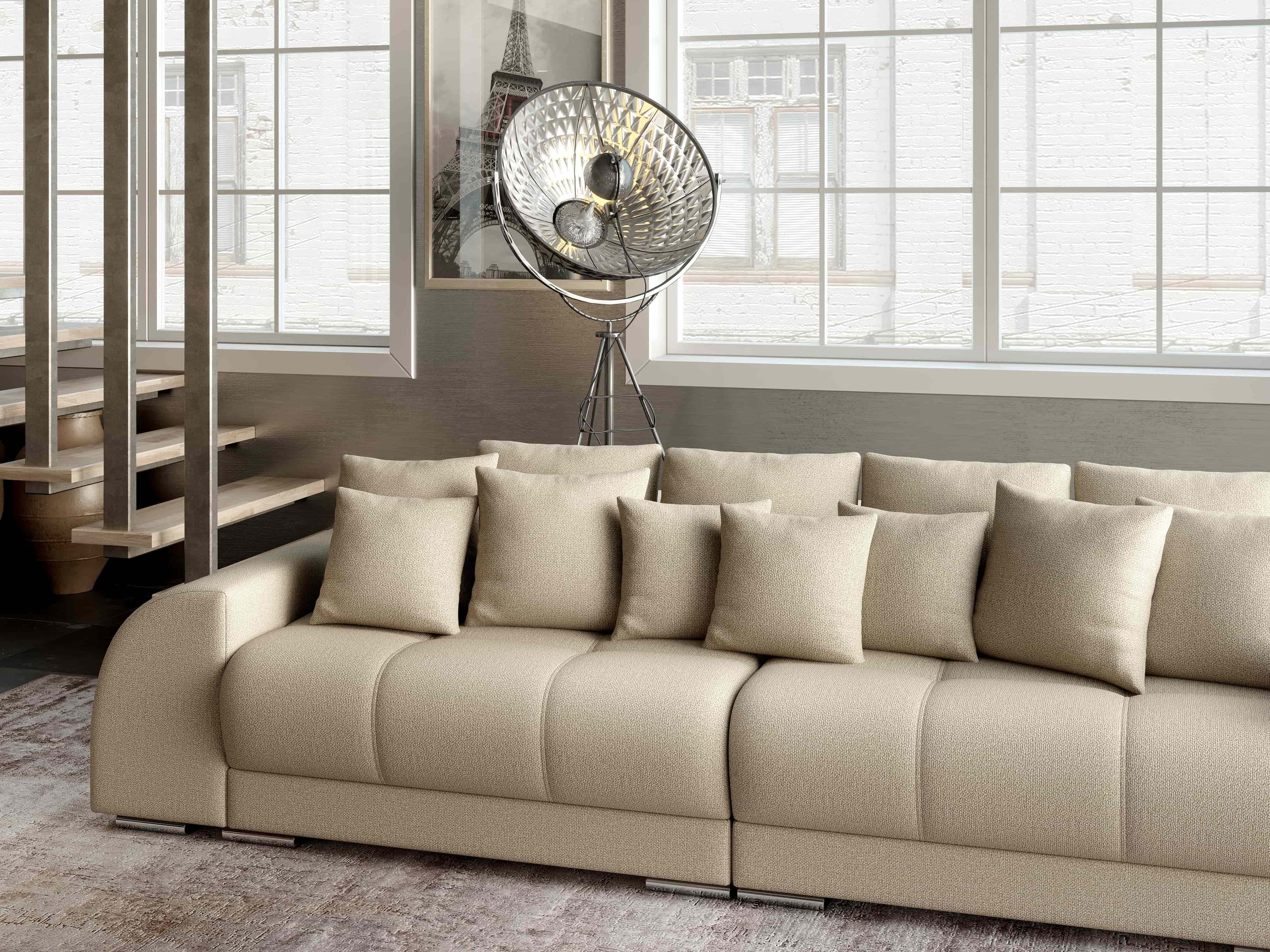 Canapea extensibilă dumonde cu 2 lăzi de depozitare si sezut confortabil din spuma high-density, Verona Enjoy Camel 310x100 cm