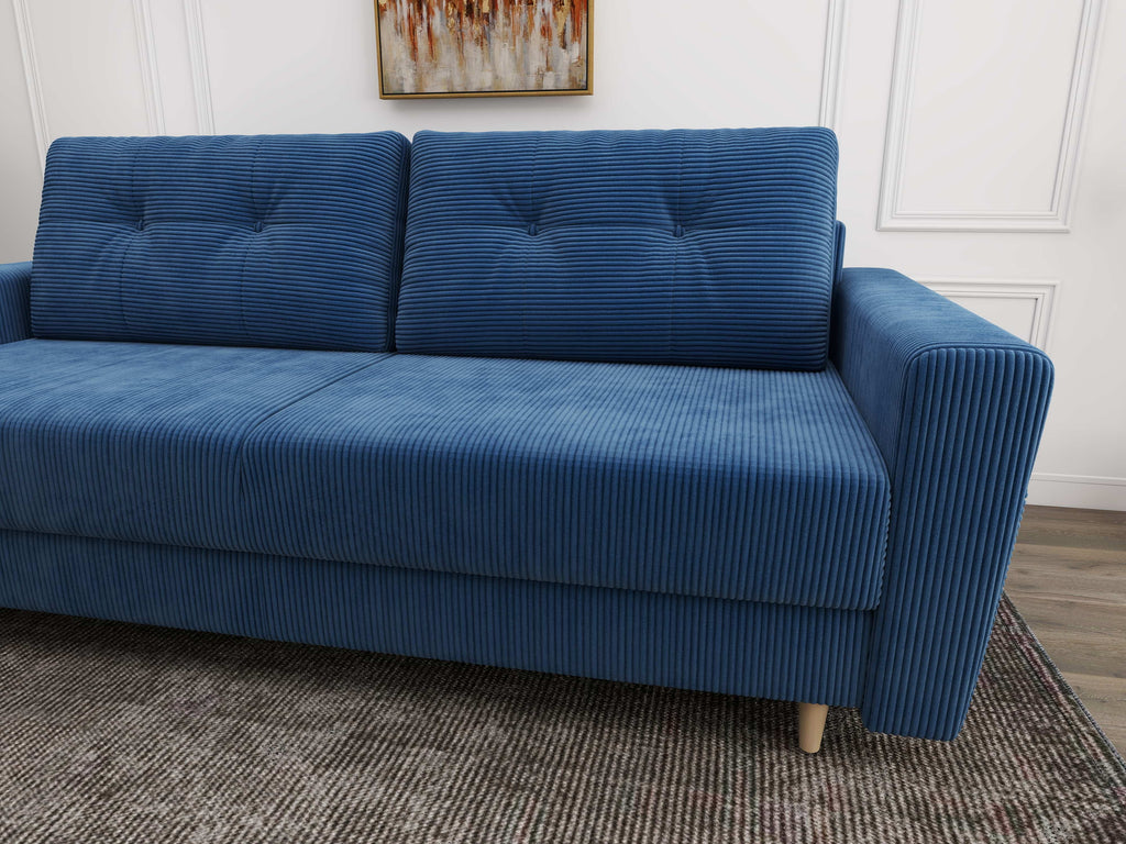 Canapea extensibilă dumonde cu ladă de depozitare si sezut confortabil din spuma high-density, Summer Zoom Albastru 225x100 cm