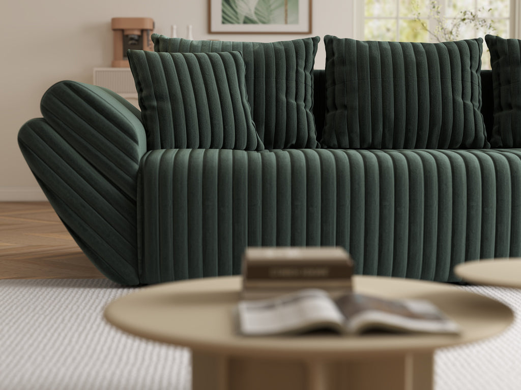 Canapea extensibilă dumonde cu ladă de depozitare si sezut confortabil din spuma high-density, Berlin Ambience Green 250x100 cm