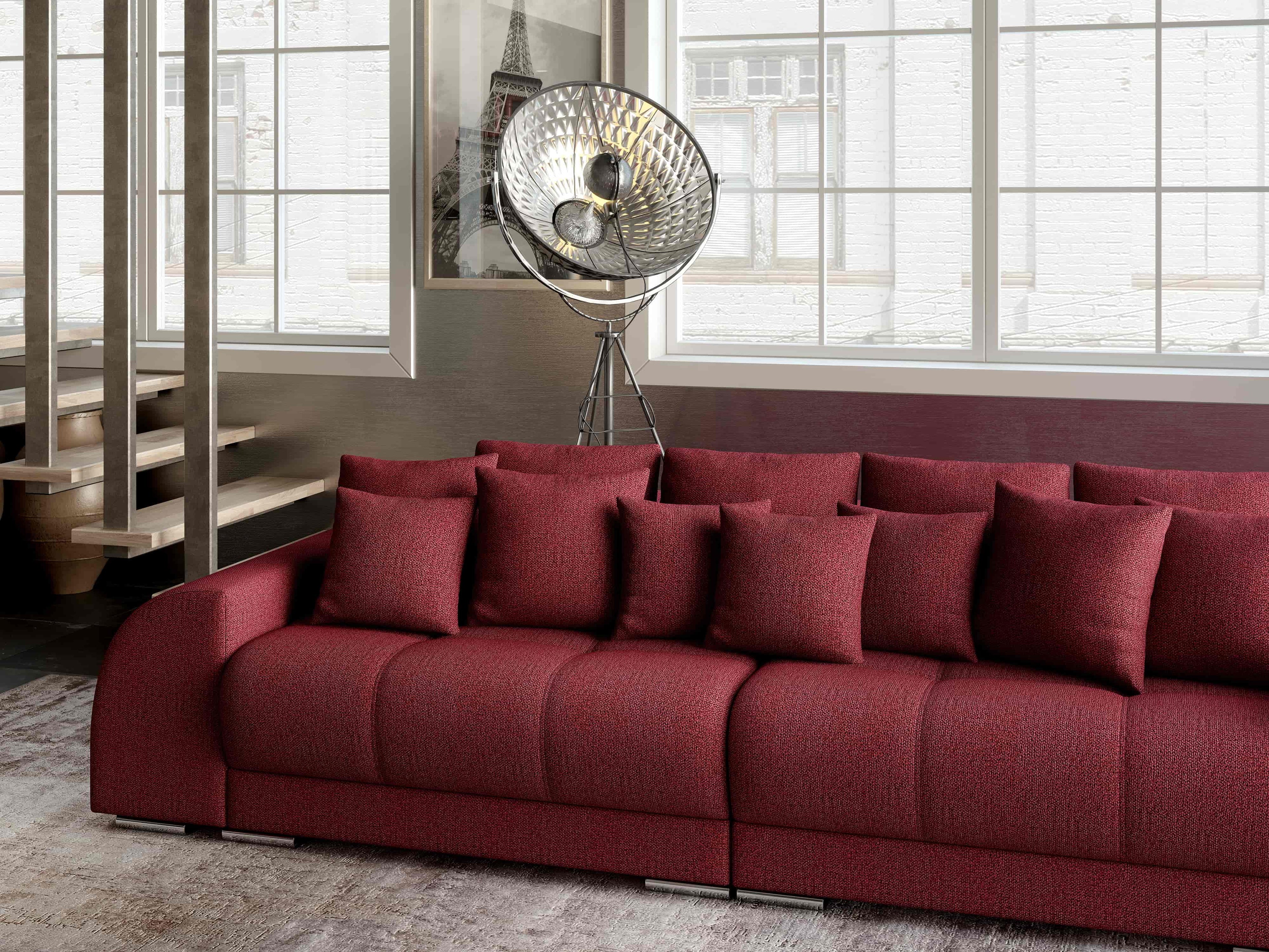 Canapea extensibilă dumonde cu 2 lăzi de depozitare si sezut confortabil din spuma high-density, Verona Enjoy Red 310x100 cm