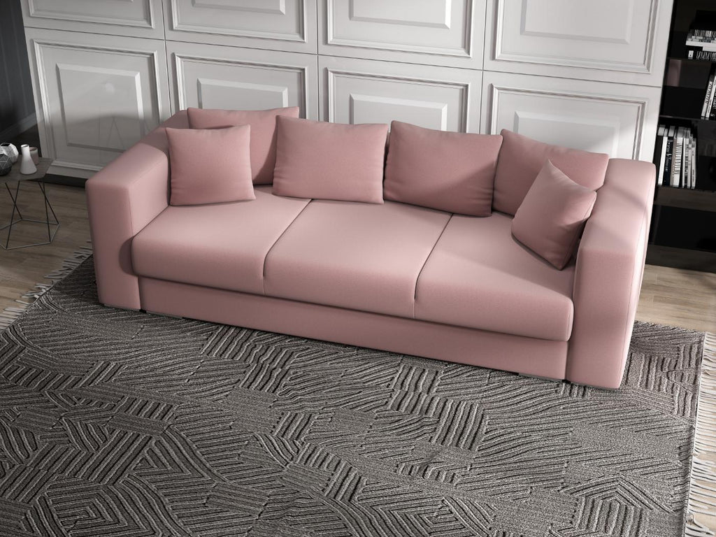 Canapea extensibilă dumonde cu ladă de depozitare si sezut confortabil din spuma high-density, Gloria Royal Roz 240x100 cm