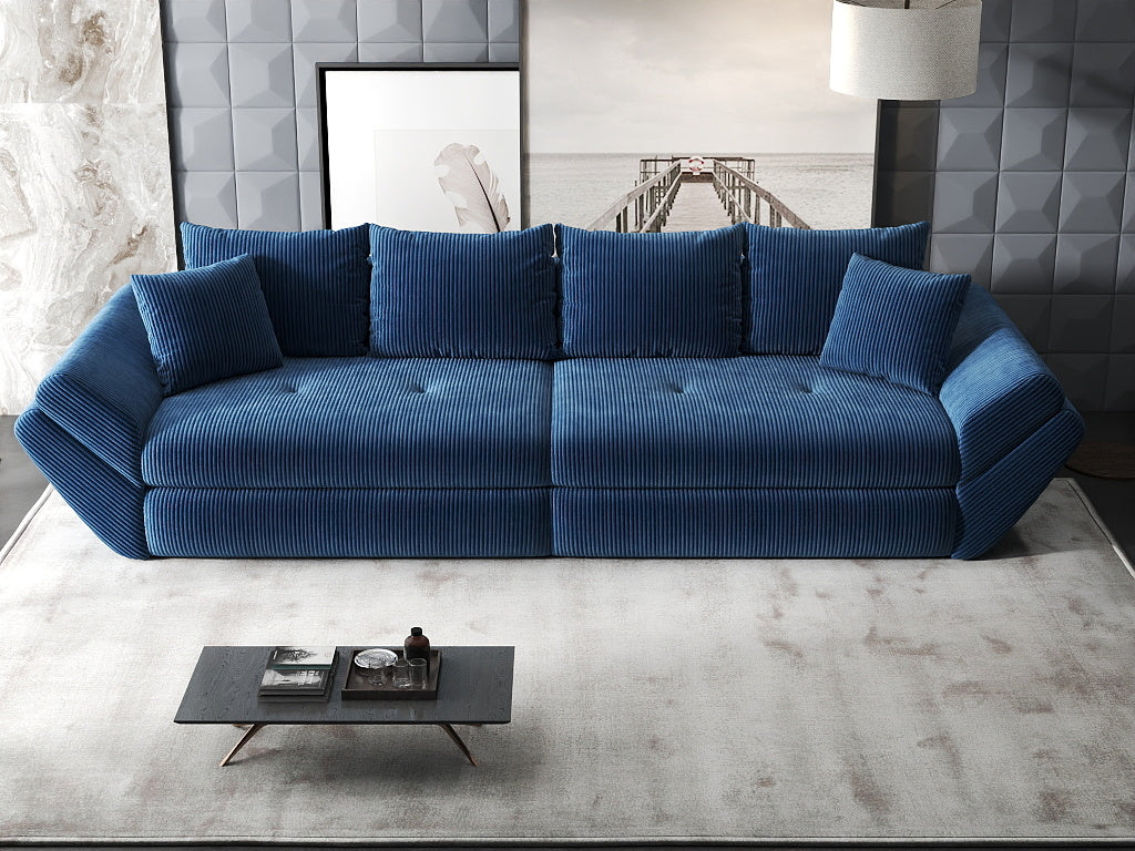 Canapea extensibilă dumonde cu ladă de depozitare si sezut confortabil din spuma high-density, Loana Zoom Albastru 300x100 cm