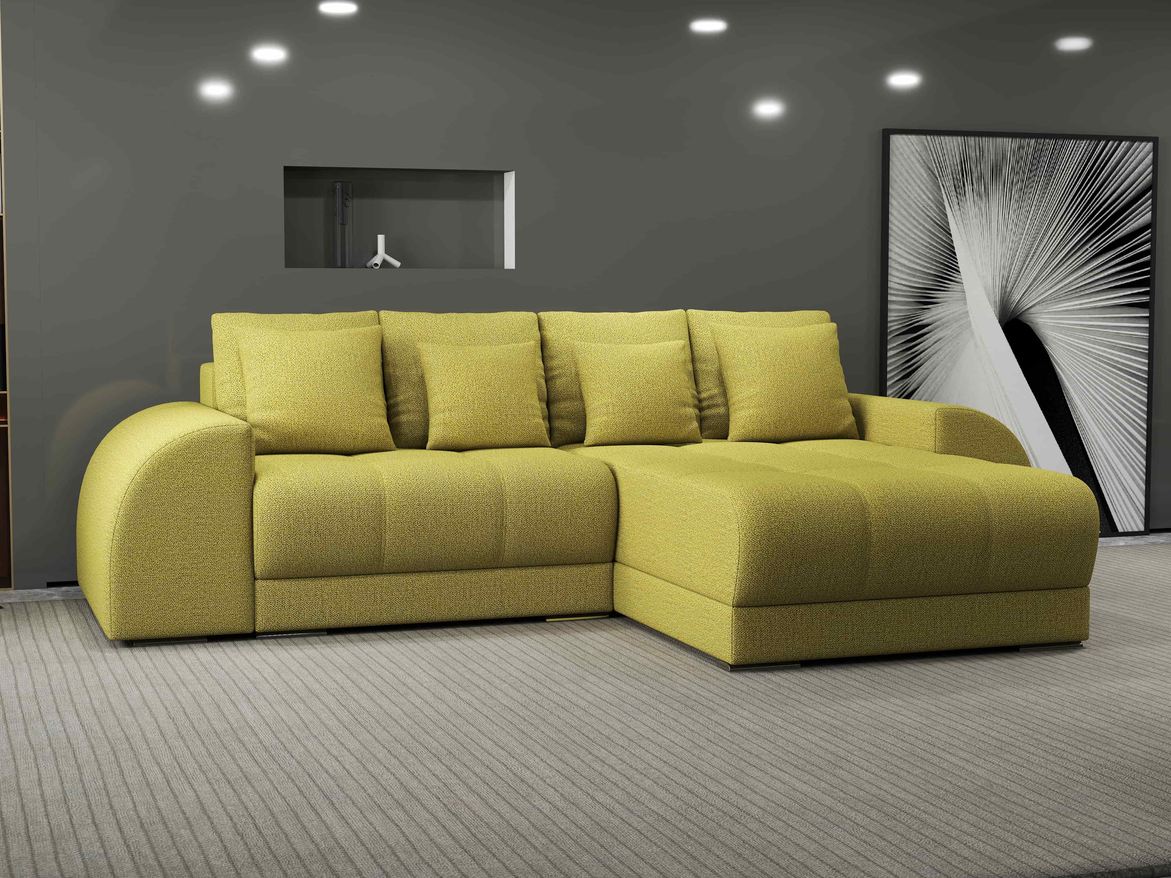 Colțar extensibil dumonde cu ladă de depozitare si sezut confortabil din spuma high-density, Verona Enjoy Verde II 290x185 cm