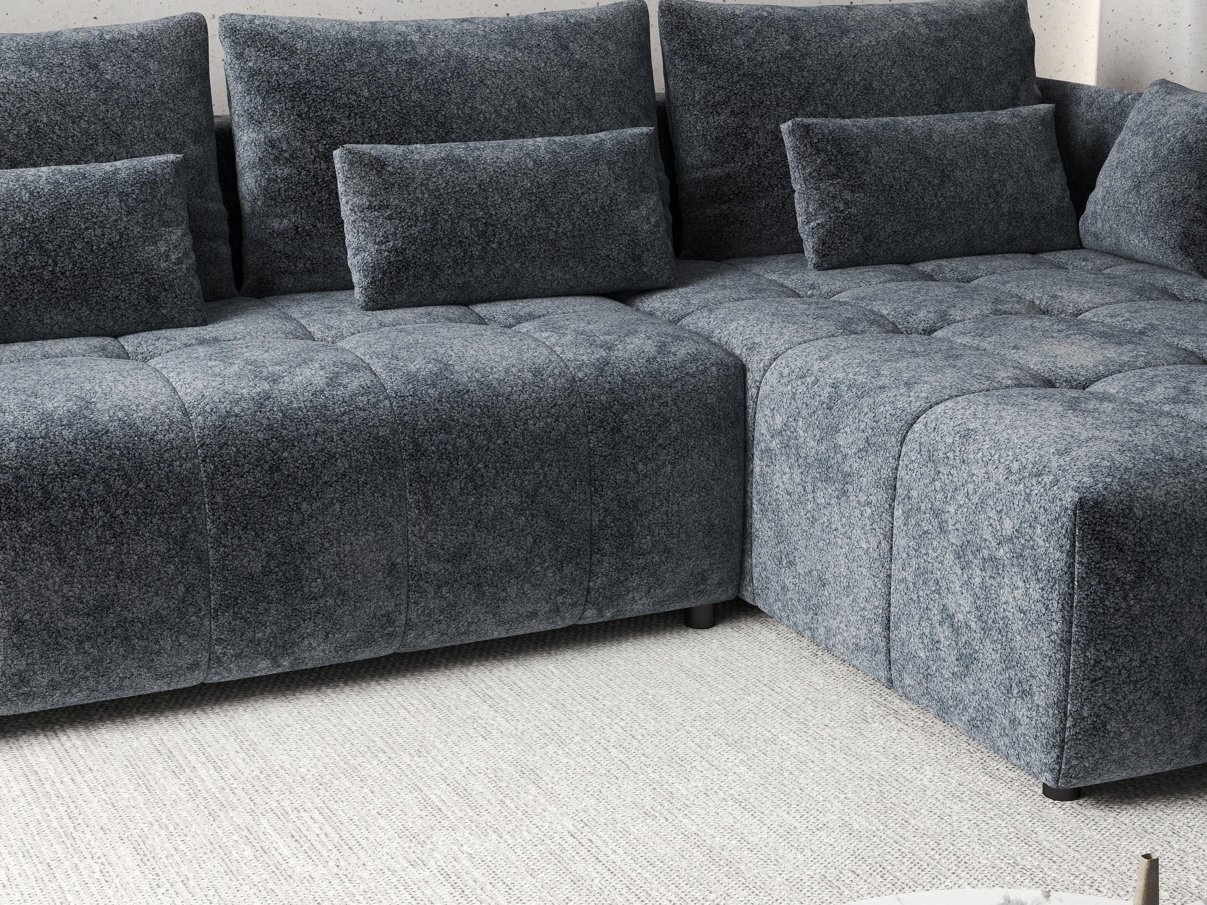 Colțar extensibil dumonde cu ladă de depozitare si sezut confortabil din spuma high-density, Malta Euphoria Grafit II 235x185 cm
