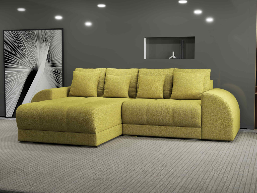 Colțar extensibil dumonde cu ladă de depozitare si sezut confortabil din spuma high-density, Verona Enjoy Verde 290x185 cm