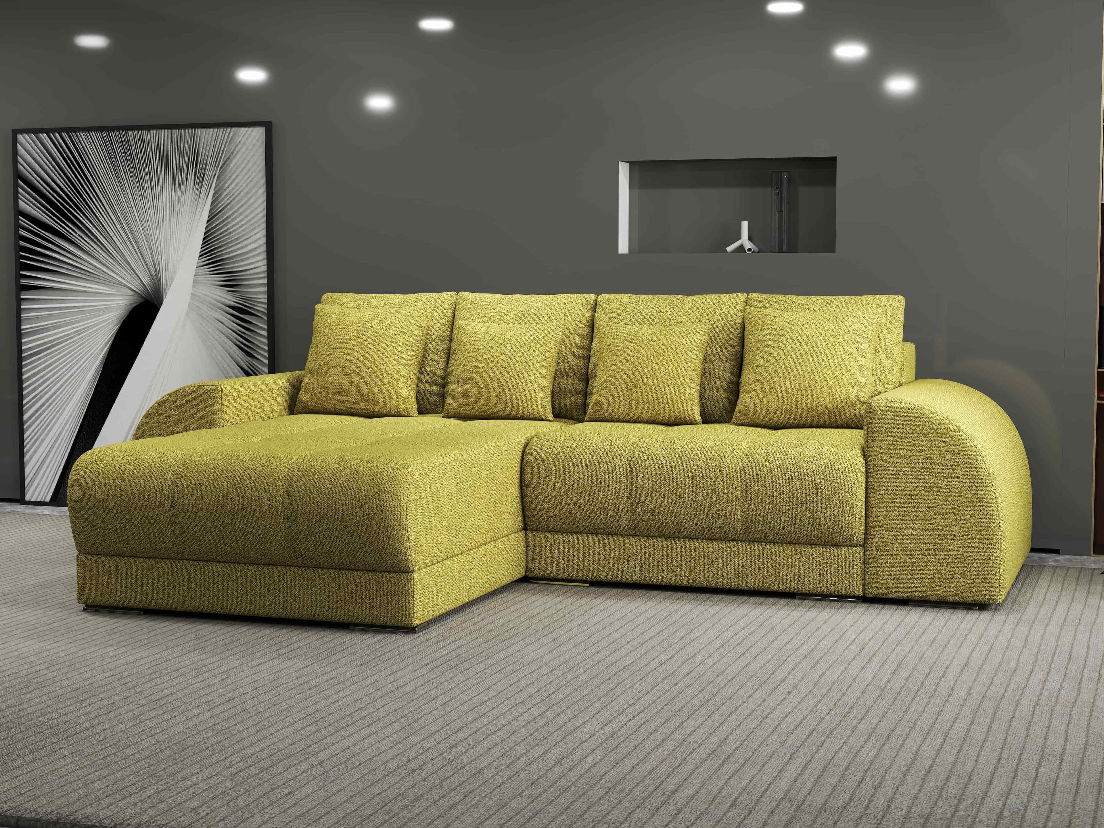 Colțar extensibil dumonde cu ladă de depozitare si sezut confortabil din spuma high-density, Verona Enjoy Verde 290x185 cm
