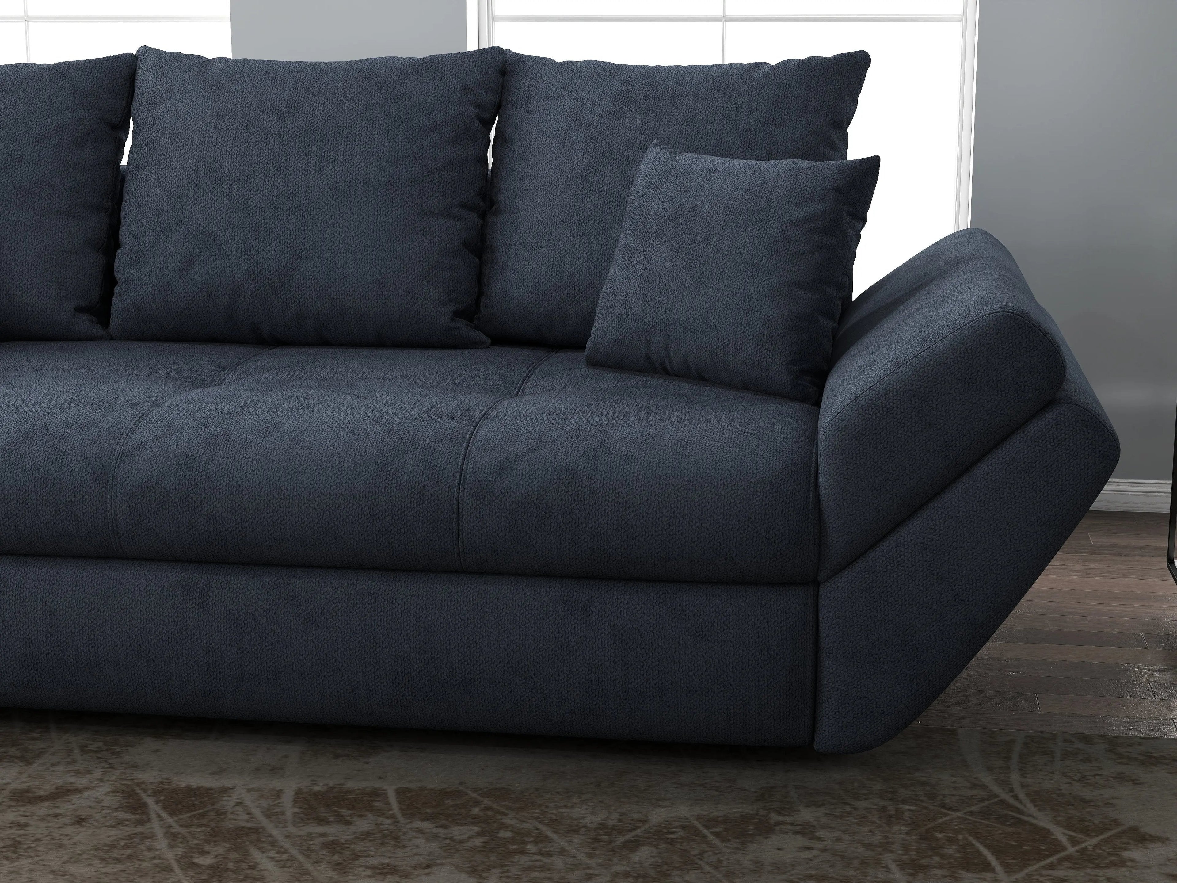 Canapea extensibilă dumonde cu ladă de depozitare si sezut confortabil din spuma high-density, Loana Enjoy Antracit 250x100 cm