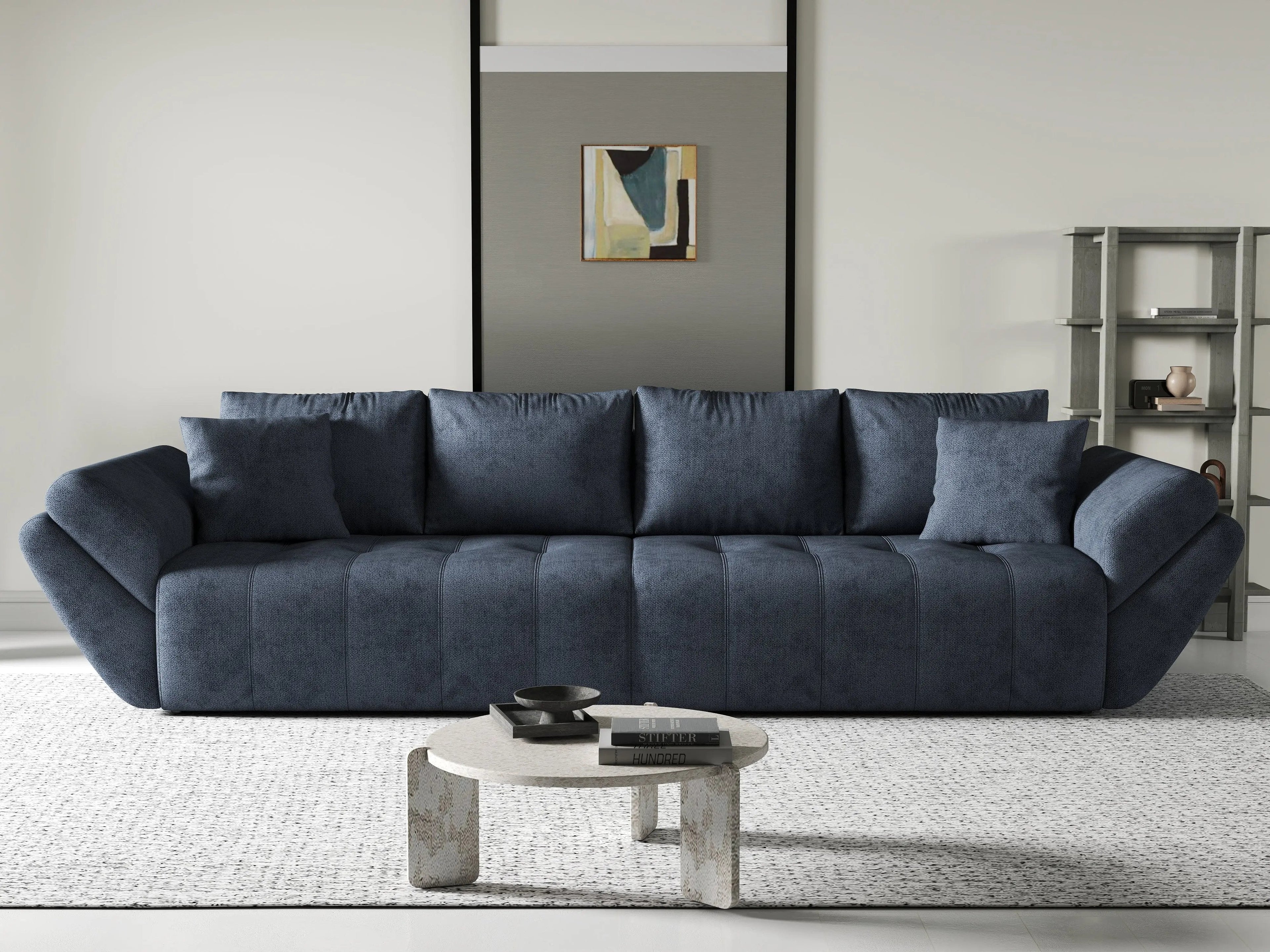 Canapea extensibilă dumonde cu ladă de depozitare si sezut confortabil din spuma high-density, Berlin Antracit 300x100 cm