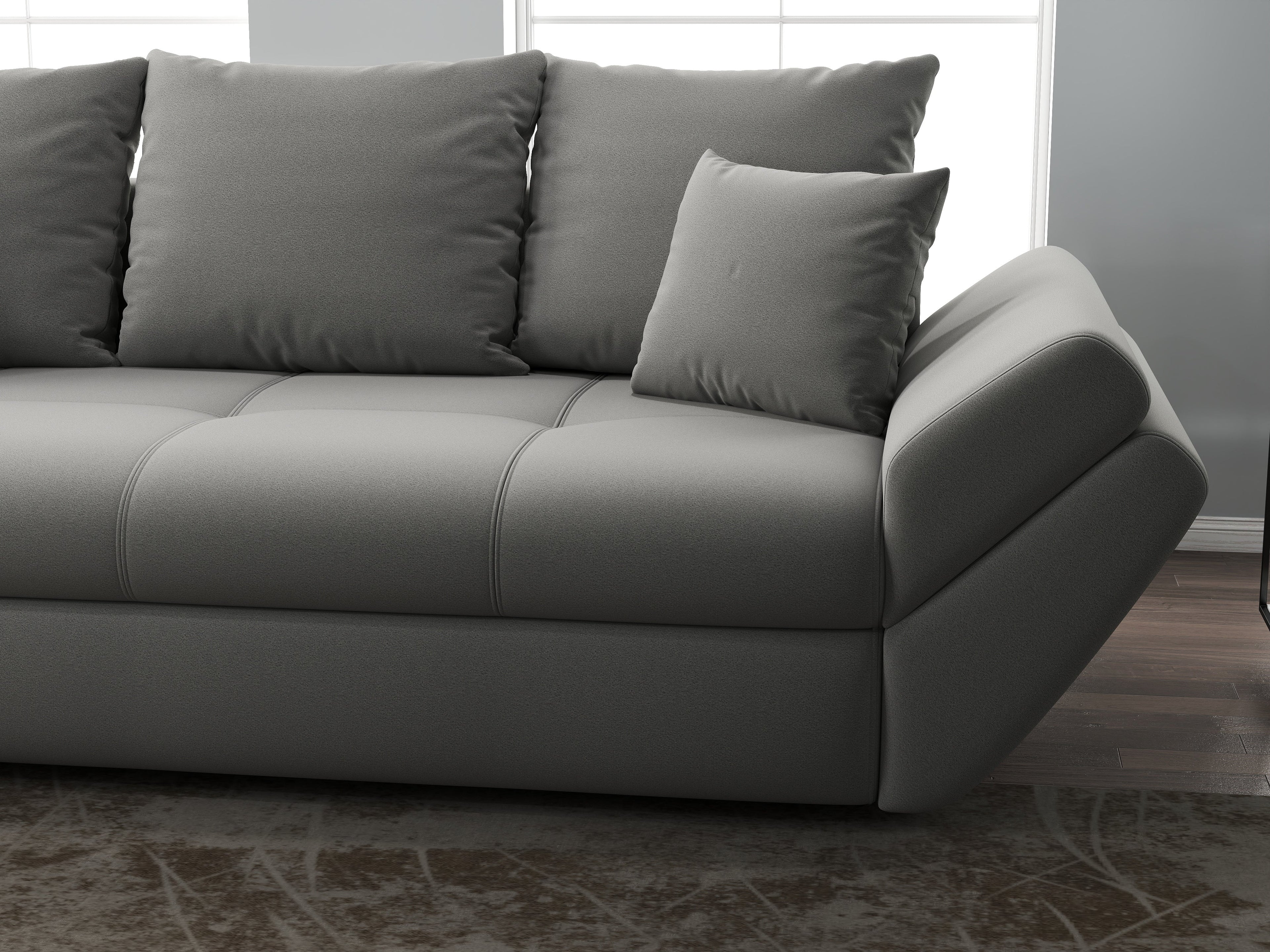 Canapea extensibilă dumonde cu ladă de depozitare si sezut confortabil din spuma high-density, Loana Royal Grey 250x100 cm