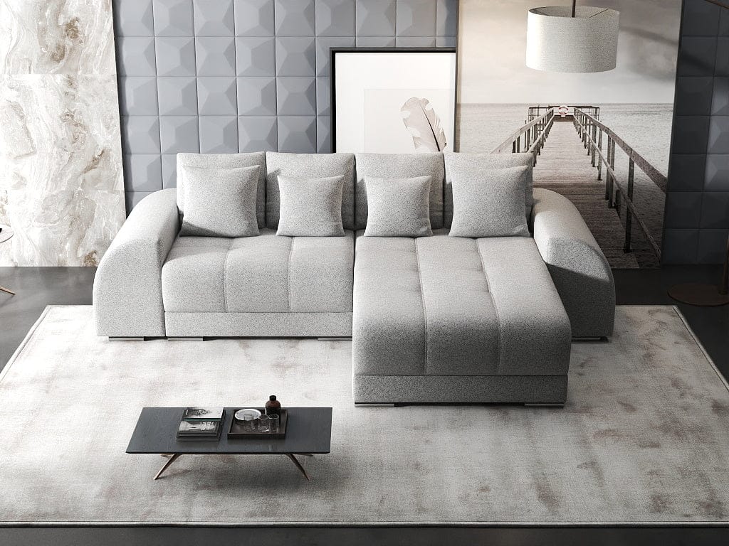 Colțar extensibil dumonde cu ladă de depozitare si sezut confortabil din spuma high-density, Verona Euphoria Dove II 290x185 cm
