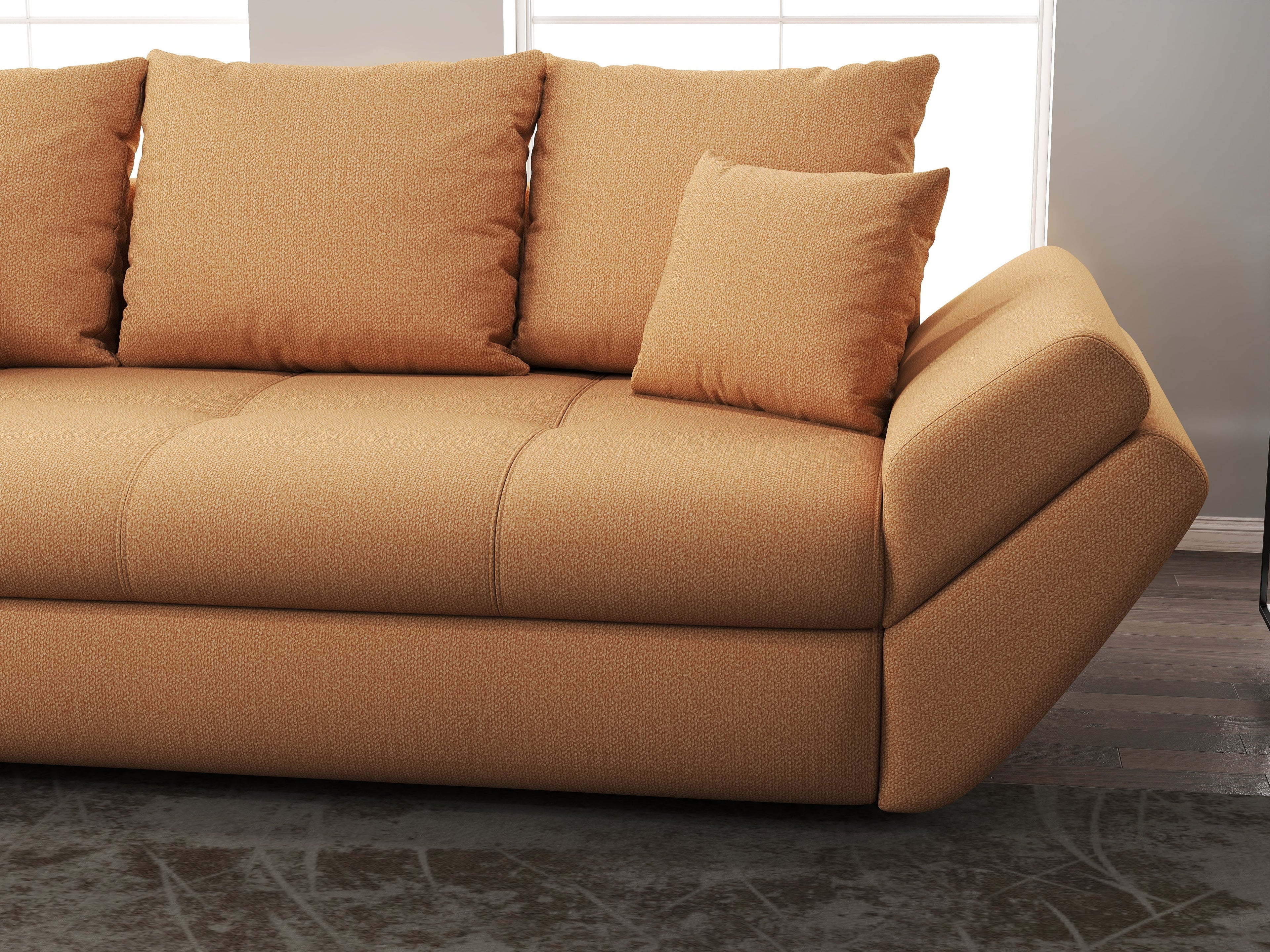 Canapea extensibilă dumonde cu ladă de depozitare si sezut confortabil din spuma high-density, Loana Enjoy Mango 250x100 cm