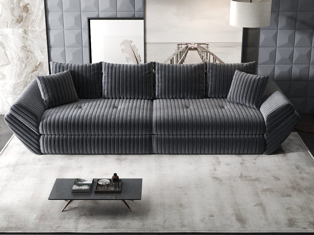 Canapea extensibilă dumonde cu ladă de depozitare si sezut confortabil din spuma high-density, Loana Ambience Gri 300x100 cm
