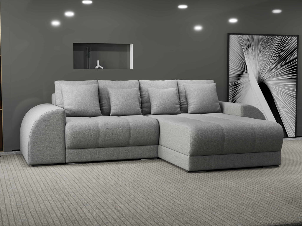 Colțar extensibil dumonde cu ladă de depozitare si sezut confortabil din spuma high-density, Verona Enjoy Gri II 290x185 cm