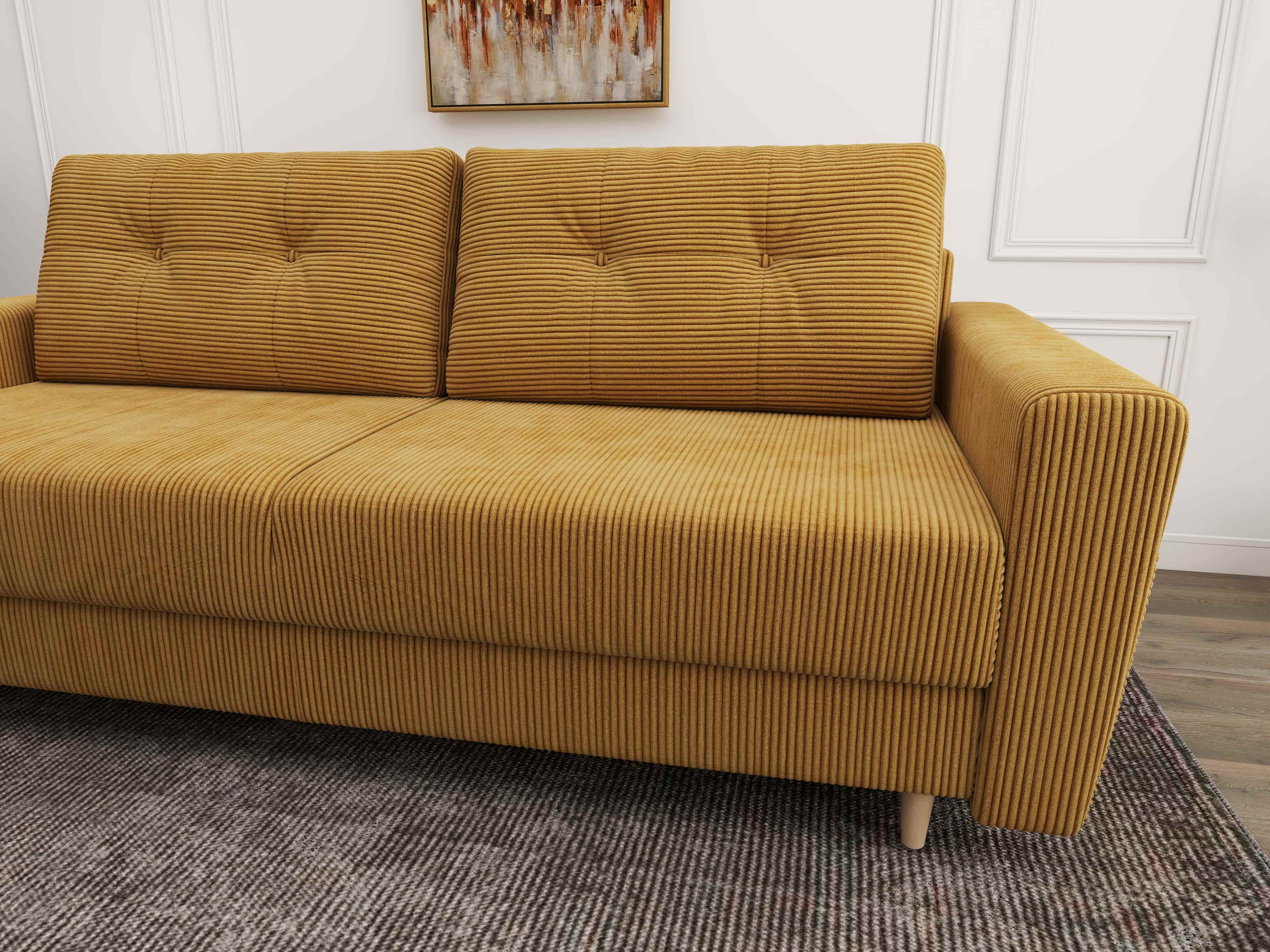 Canapea extensibilă dumonde cu ladă de depozitare si sezut confortabil din spuma high-density, Summer Zoom Mustar 225x100 cm