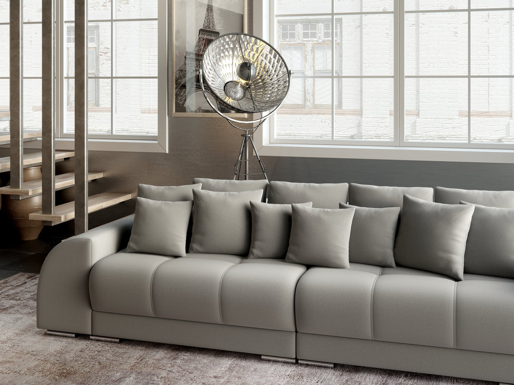Canapea extensibilă dumonde cu 2 lăzi de depozitare si sezut confortabil din spuma high-density, Verona Royal Grey 310x100 cm