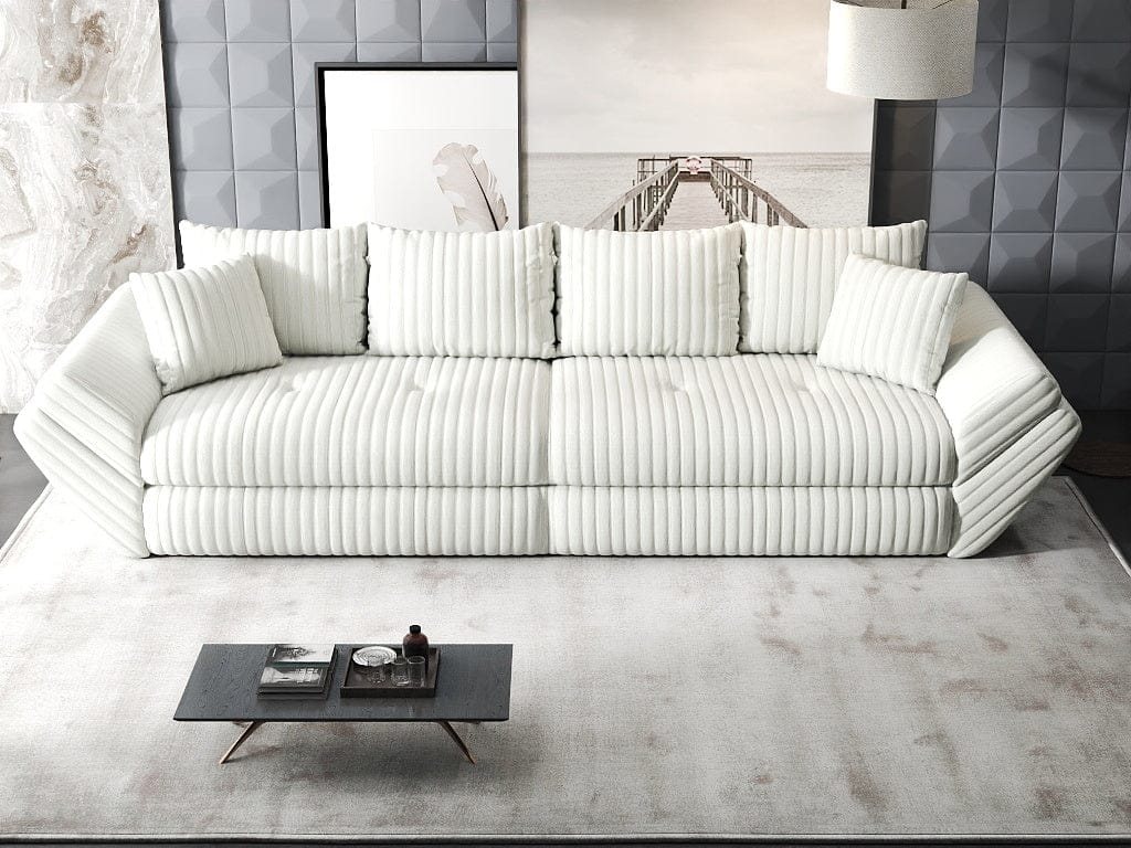Canapea extensibilă dumonde cu ladă de depozitare si sezut confortabil din spuma high-density, Loana Ambience Ivory 300x100 cm