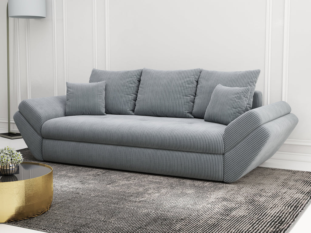 Canapea extensibilă dumonde cu ladă de depozitare si sezut confortabil din spuma high-density, Loana Zoom Grey 250x100 cm