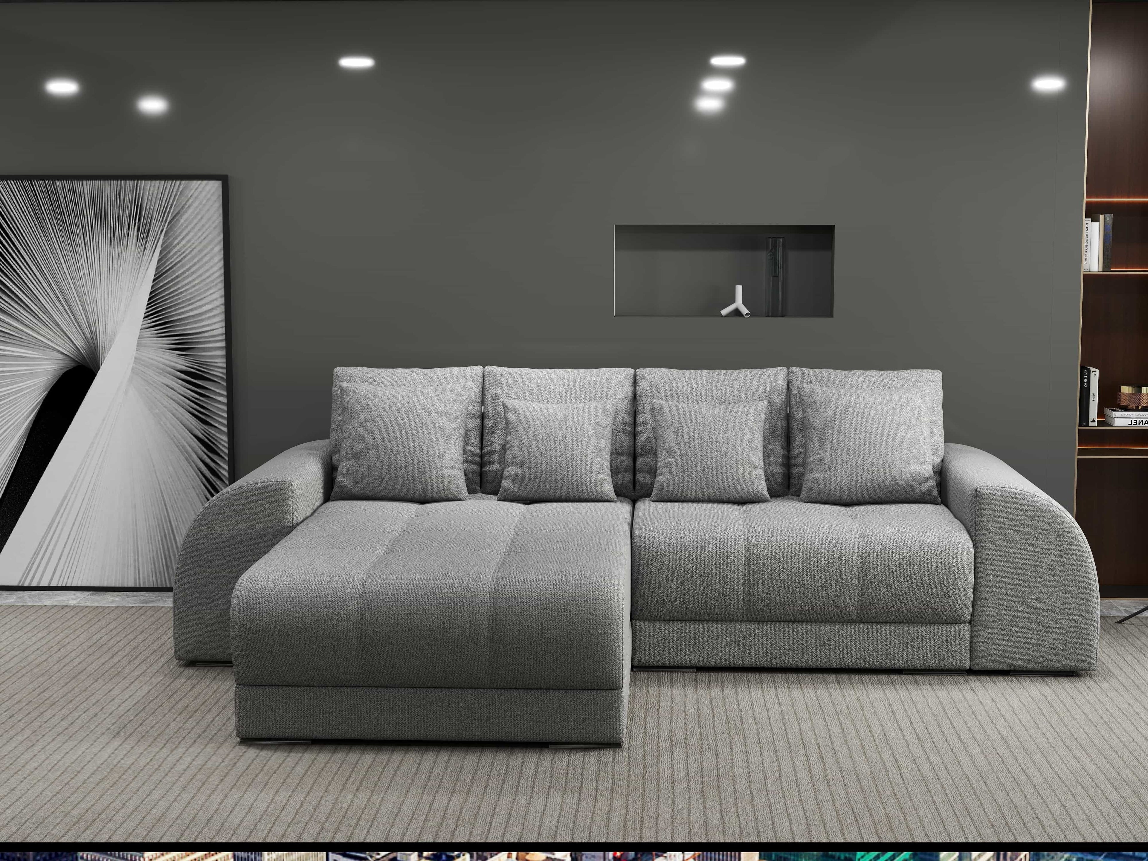 Colțar extensibil dumonde cu ladă de depozitare si sezut confortabil din spuma high-density, Verona Enjoy Gri 290x185 cm