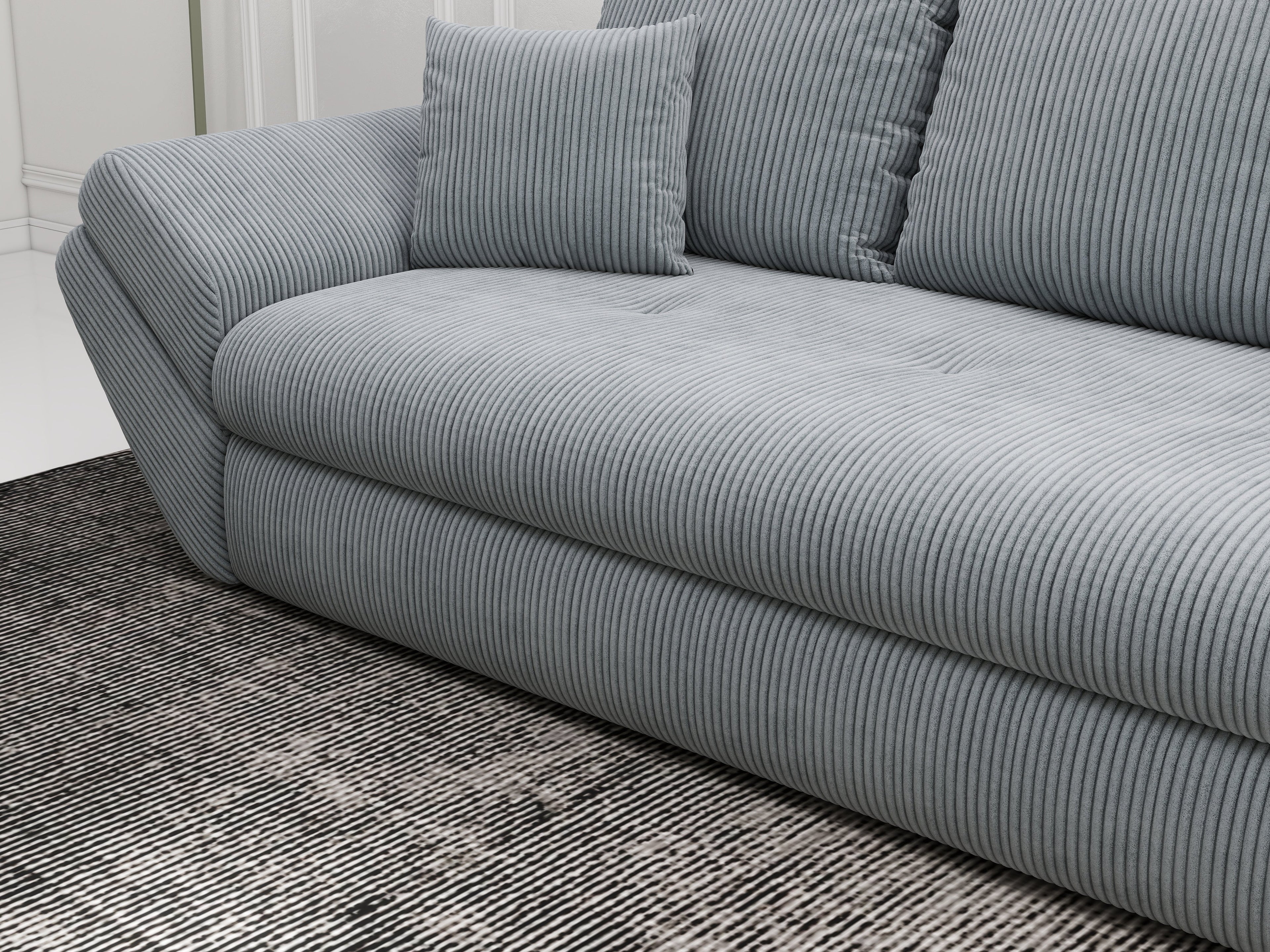 Canapea extensibilă dumonde cu ladă de depozitare si sezut confortabil din spuma high-density, Loana Zoom Grey 250x100 cm