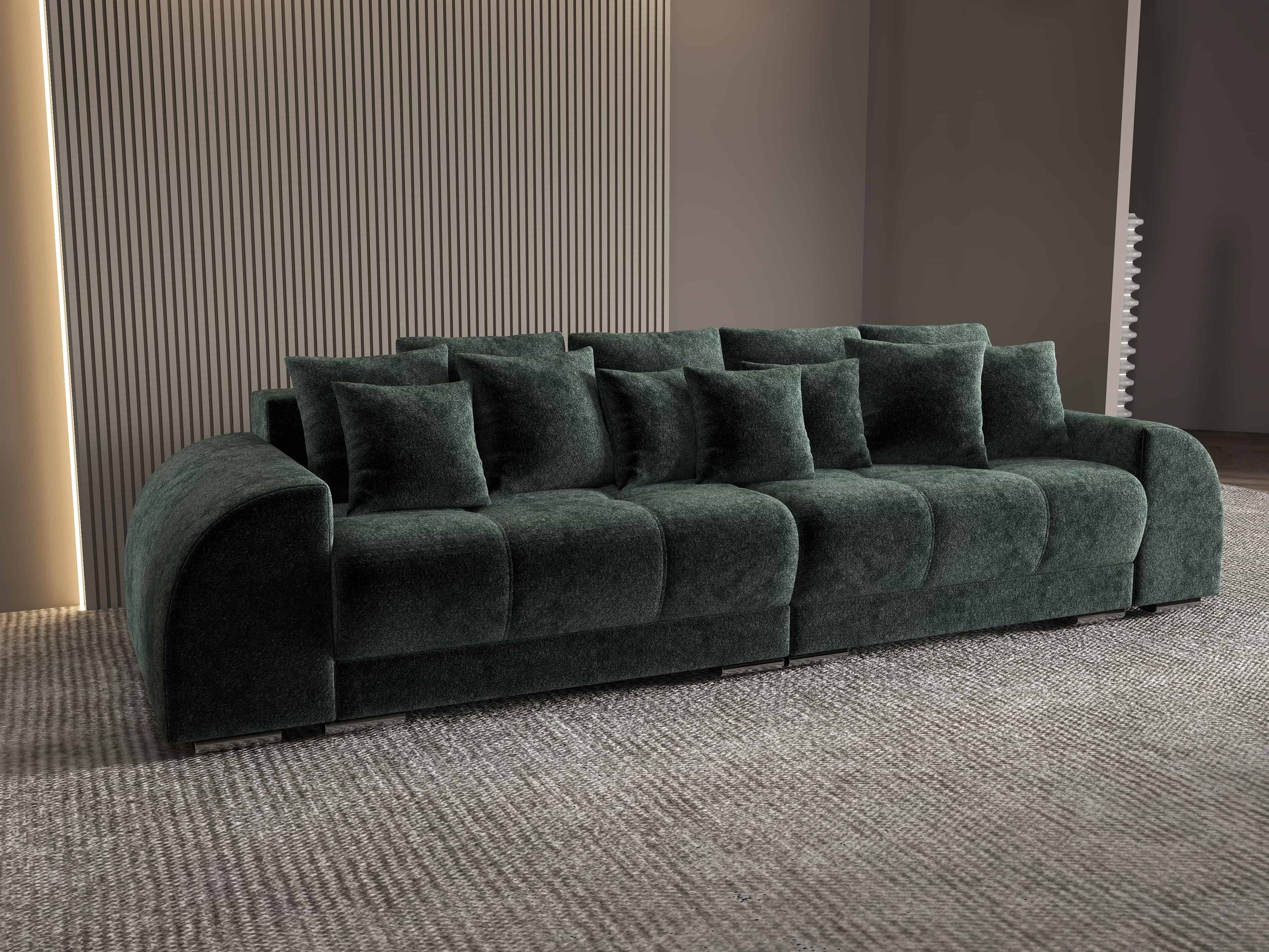 Canapea extensibilă dumonde cu 2 lăzi de depozitare si sezut confortabil din spuma high-density, Verona Euphoria Green 310x100 cm