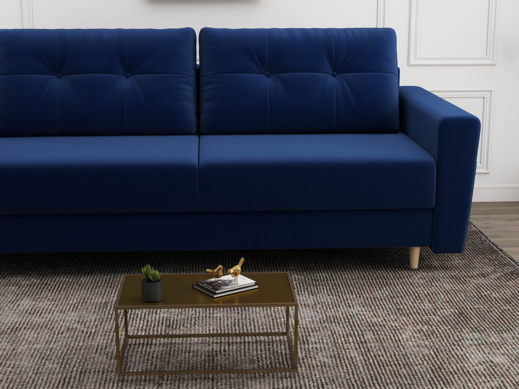 Canapea extensibilă dumonde cu ladă de depozitare si sezut confortabil din spuma high-density, Summer Royal Albastru 225x100 cm
