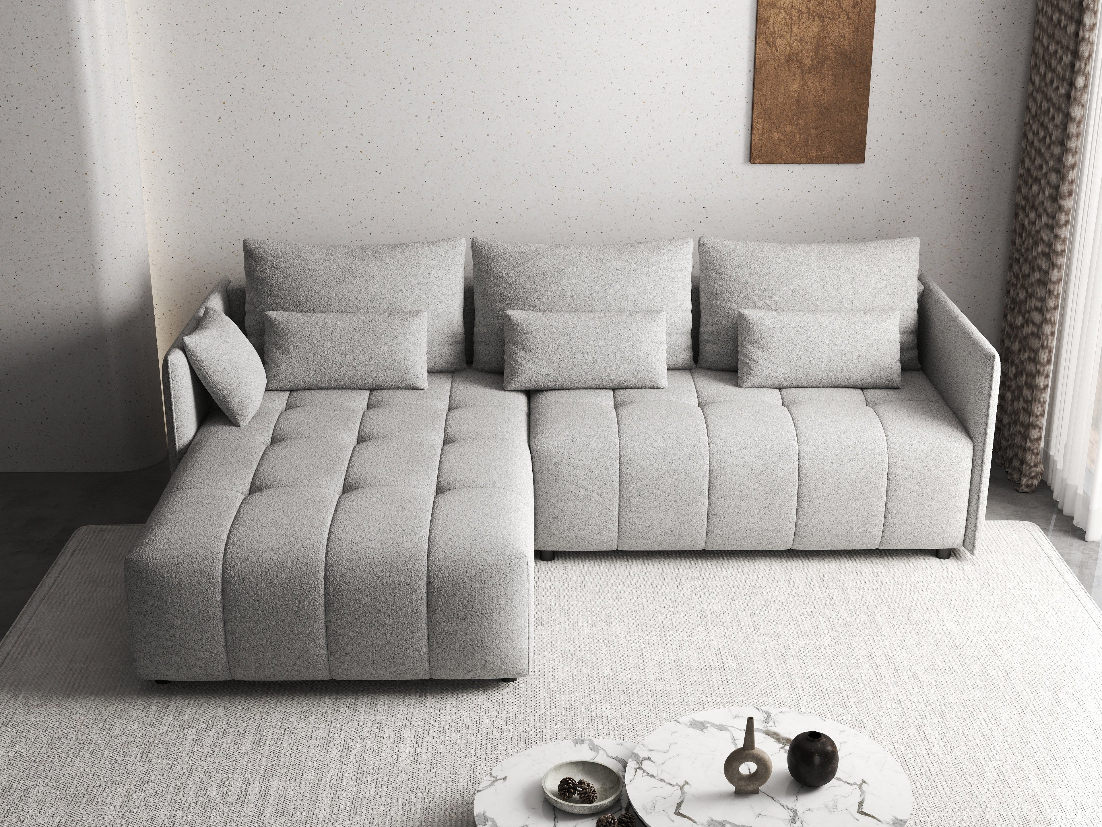 Colțar extensibil dumonde cu ladă de depozitare si sezut confortabil din spuma high-density, Malta Euphoria Dove II 235x185 cm