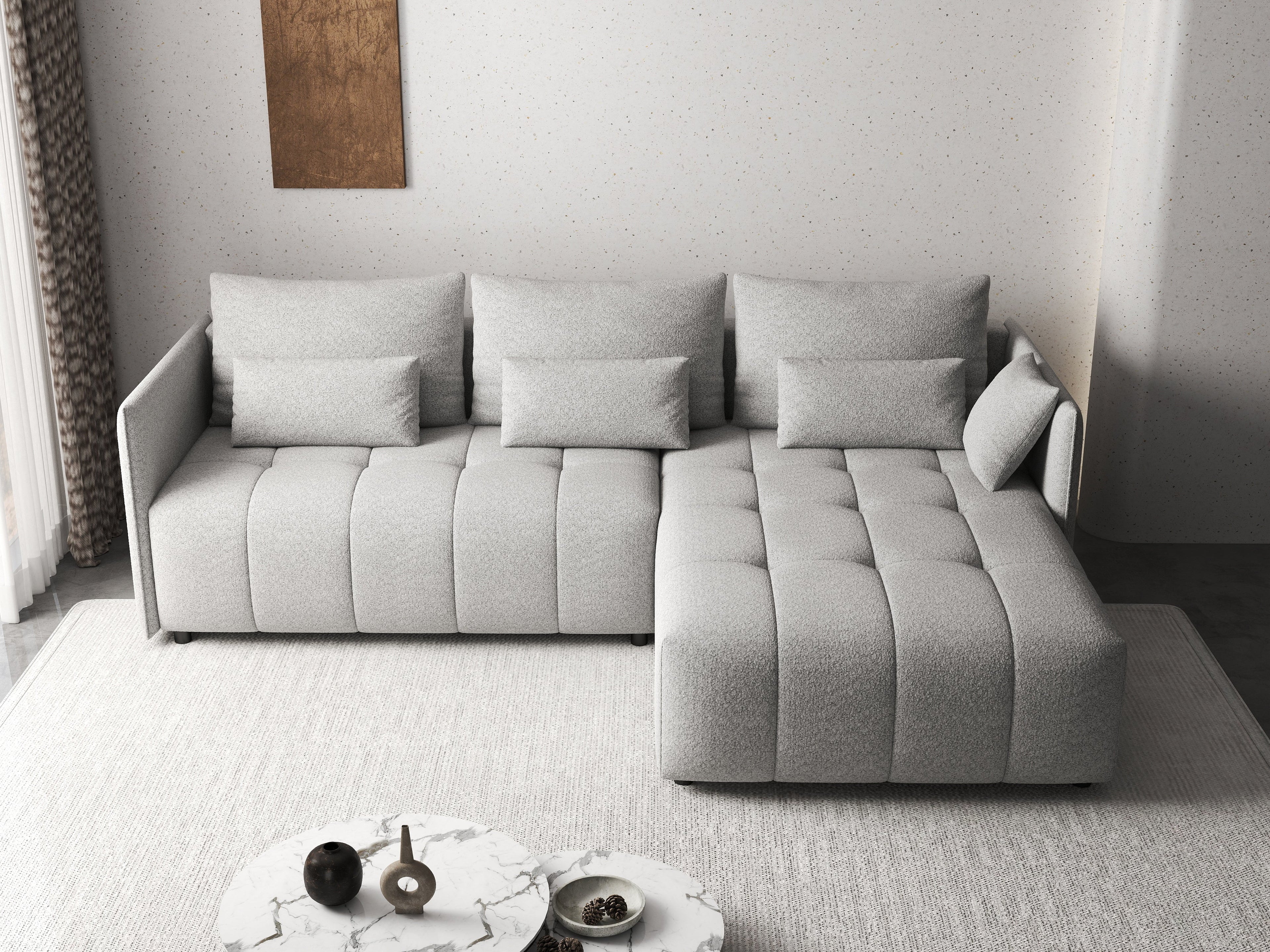 Colțar extensibil dumonde cu ladă de depozitare si sezut confortabil din spuma high-density, Malta Euphoria Dove 235x185 cm