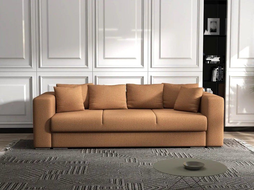 Canapea extensibilă dumonde cu ladă de depozitare si sezut confortabil din spuma high-density, Gloria Enjoy Mango 240x100 cm