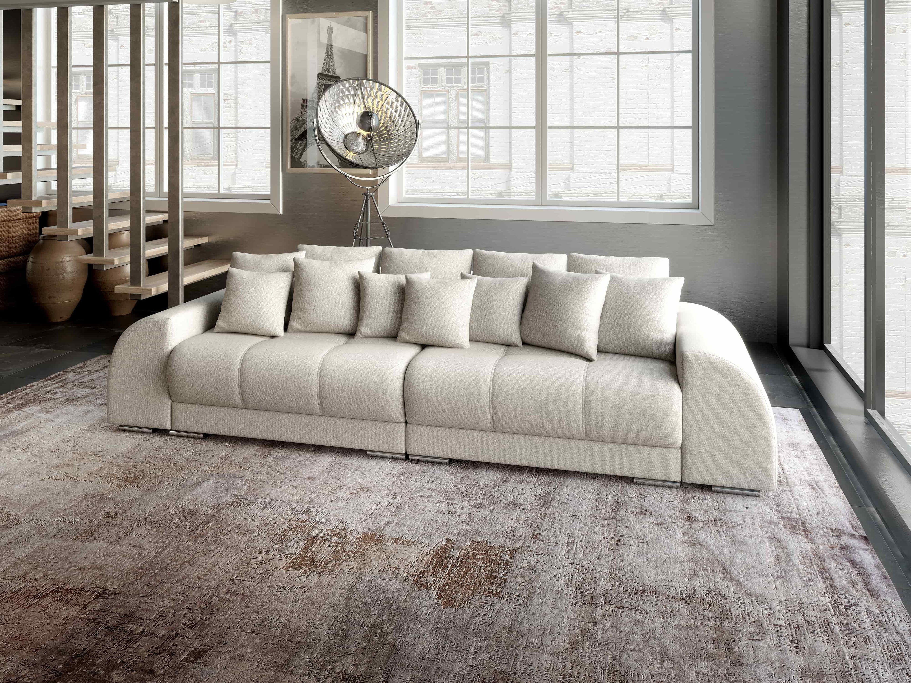 Canapea extensibilă dumonde cu 2 lăzi de depozitare si sezut confortabil din spuma high-density, Verona Enjoy Beige 310x100 cm