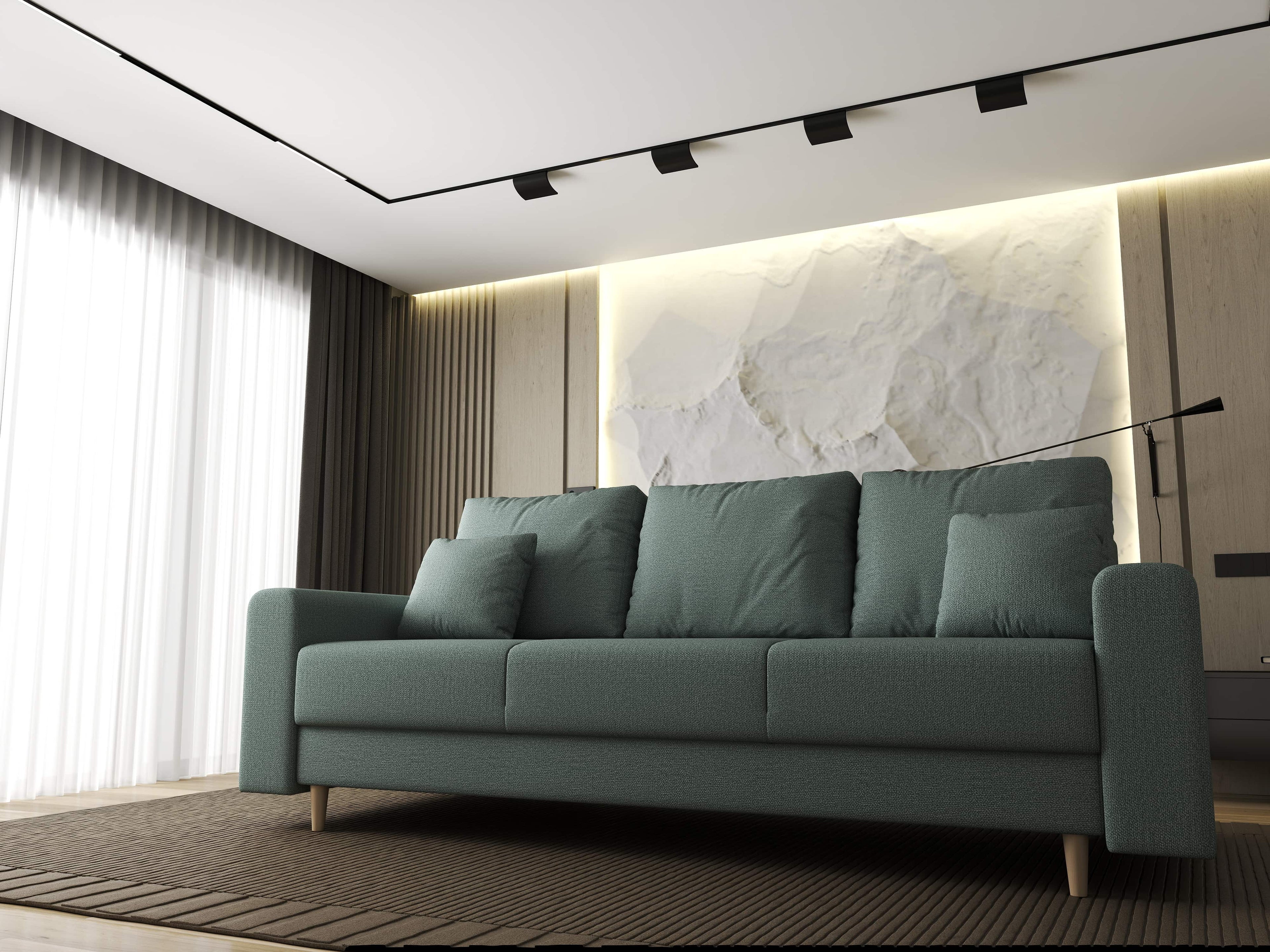 Canapea extensibilă dumonde cu ladă de depozitare si sezut confortabil din spuma high-density, Kronos Enjoy Mint 210x100 cm