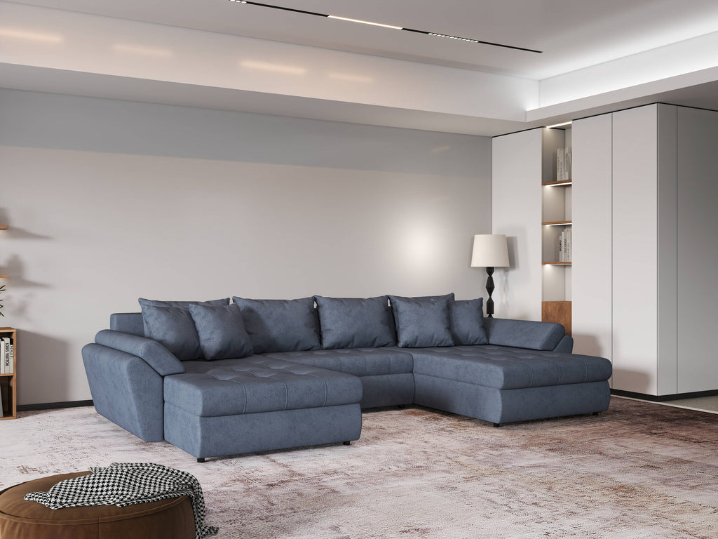 Colțar extensibil dumonde cu ladă de depozitare si sezut confortabil din spuma high-density, Loana U Enjoy Antracit 355x185 cm