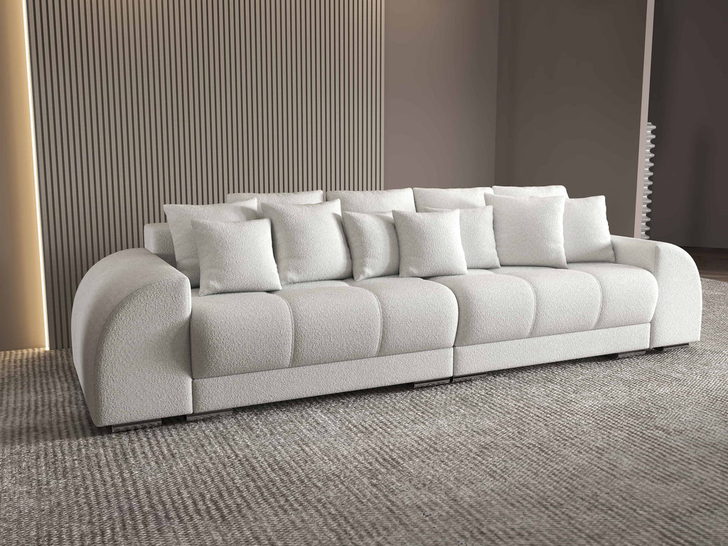 Canapea extensibilă dumonde cu 2 lăzi de depozitare si sezut confortabil din spuma high-density, Verona Euphoria Ivory 310x100 cm