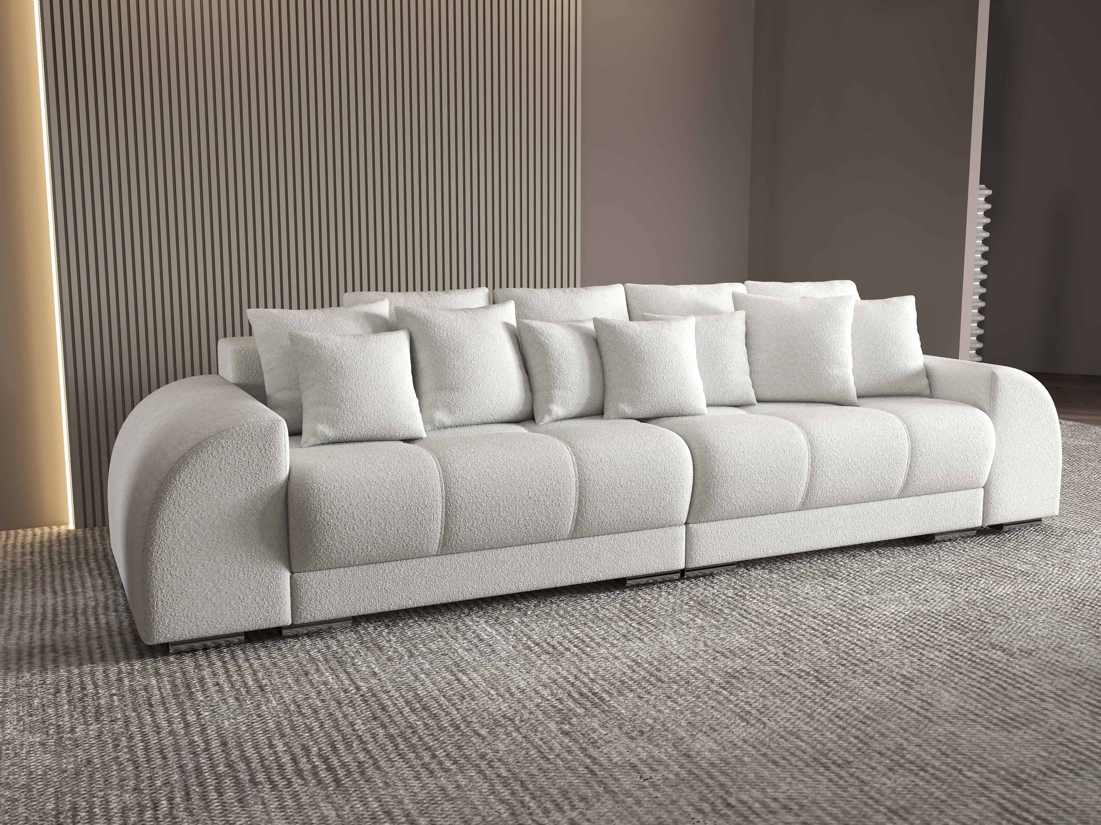 Canapea extensibilă dumonde cu 2 lăzi de depozitare si sezut confortabil din spuma high-density, Verona Euphoria Ivory 310x100 cm
