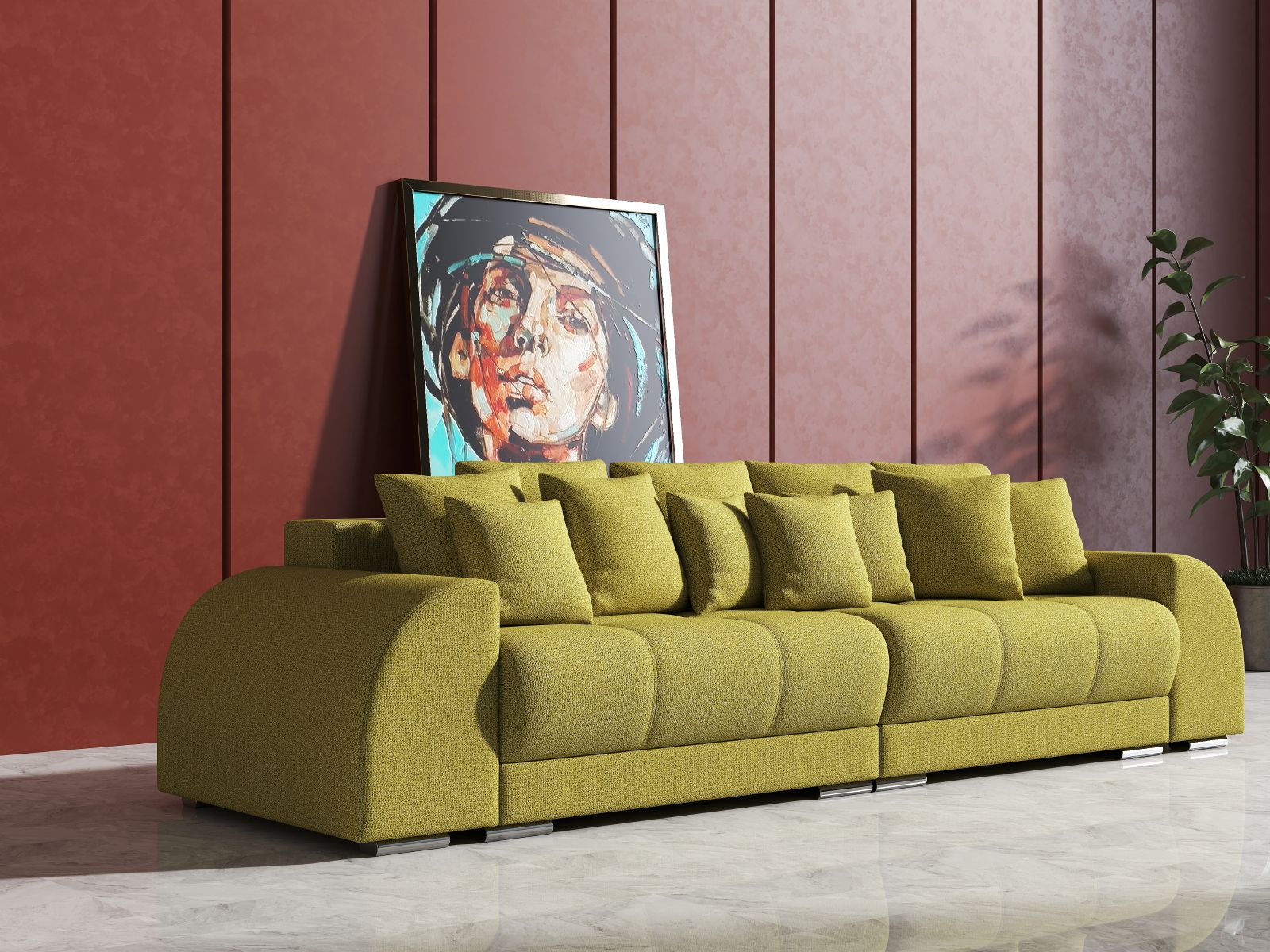 Canapea extensibilă dumonde cu 2 lăzi de depozitare si sezut confortabil din spuma high-density, Verona Enjoy Green 310x100 cm