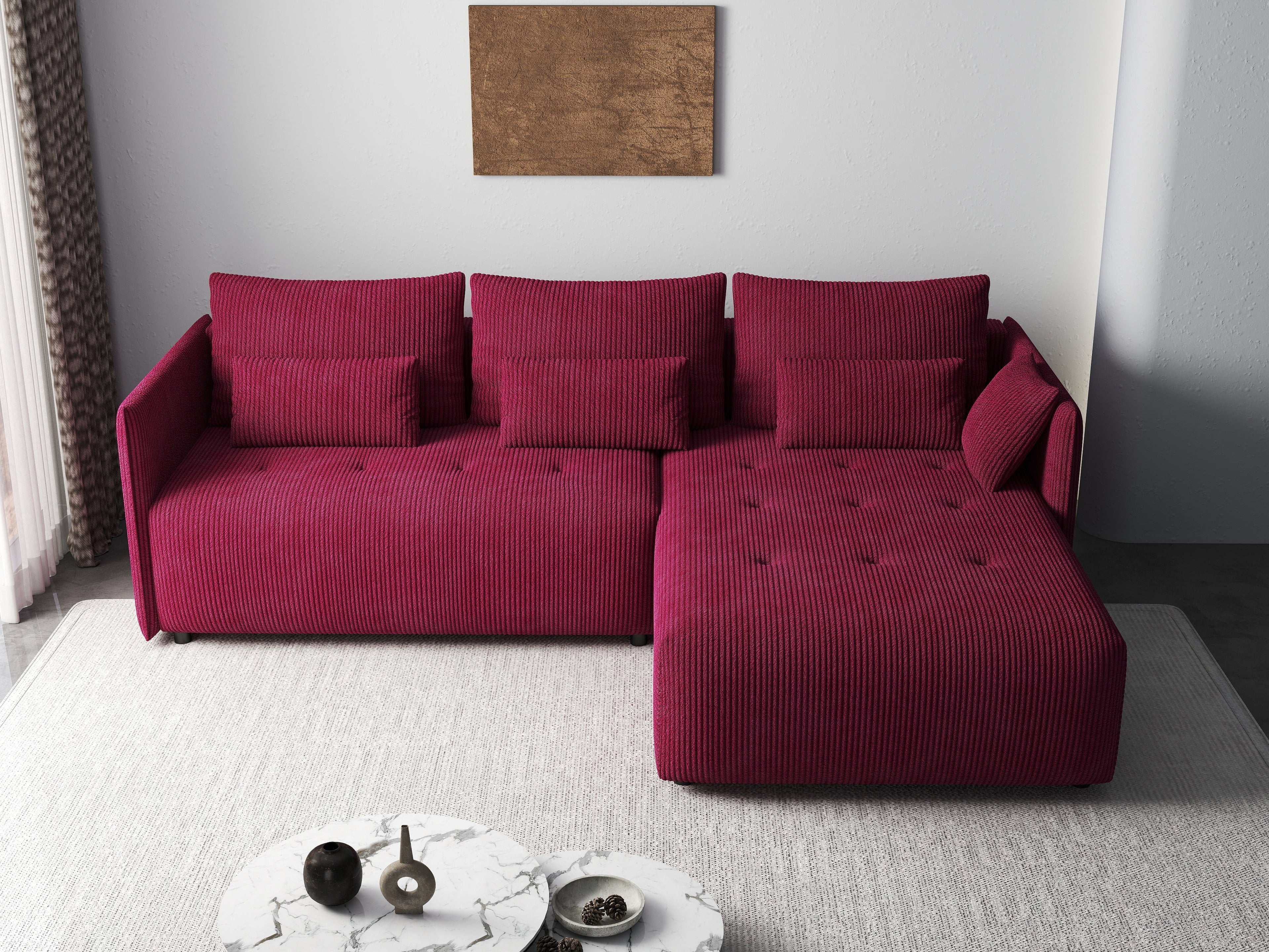 Colțar extensibil dumonde cu ladă de depozitare si sezut confortabil din spuma high-density, Malta Zoom Red II 235x185 cm
