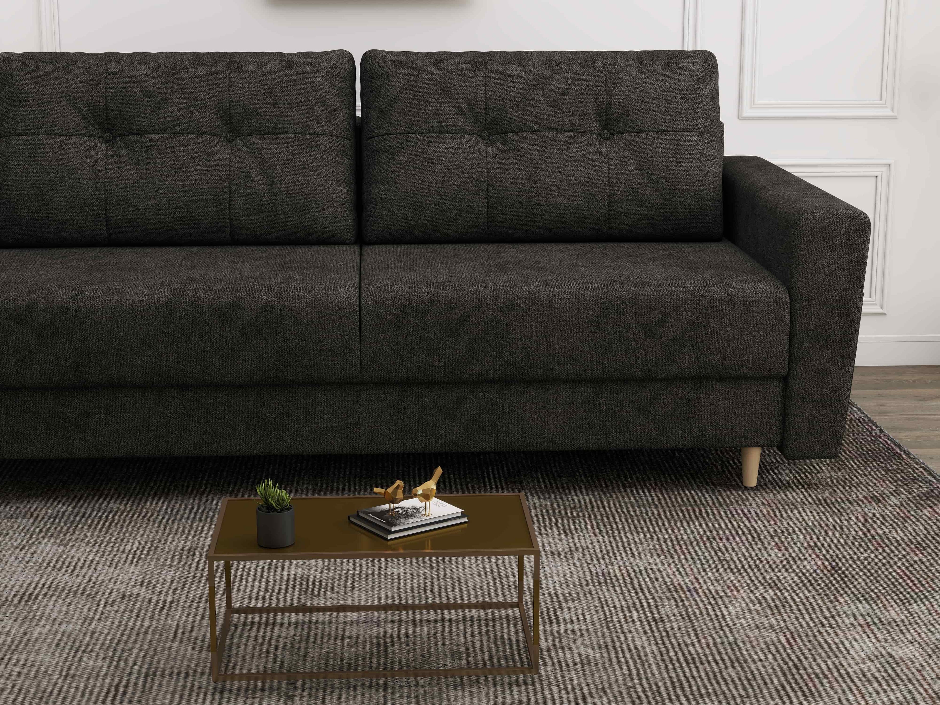 Canapea extensibilă dumonde cu ladă de depozitare si sezut confortabil din spuma high-density, Summer Enjoy Negru 225x100 cm