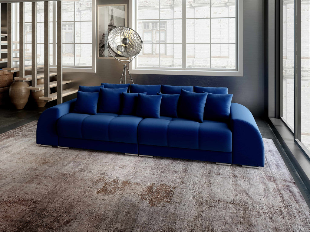 Canapea extensibilă dumonde cu 2 lăzi de depozitare si sezut confortabil din spuma high-density, Verona Royal Blue 310x100 cm