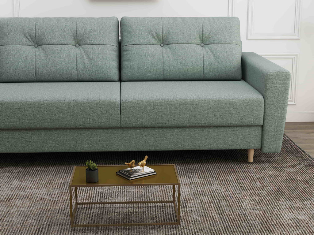 Canapea extensibilă dumonde cu ladă de depozitare si sezut confortabil din spuma high-density, Summer Enjoy Mint 225x100 cm