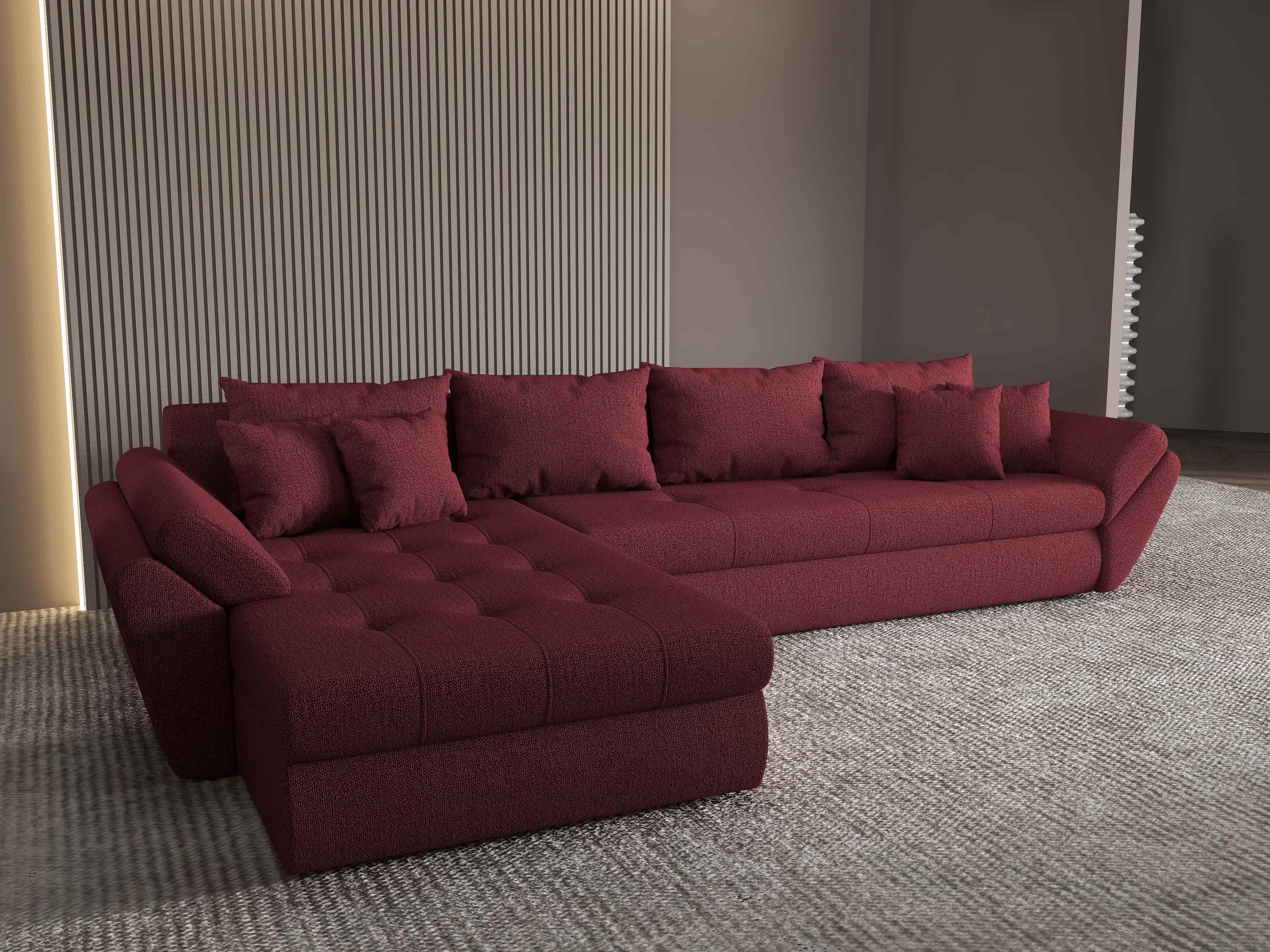 Colțar extensibil dumonde cu ladă de depozitare si sezut confortabil din spuma high-density, Loana XL Enjoy Winery 335x185 cm