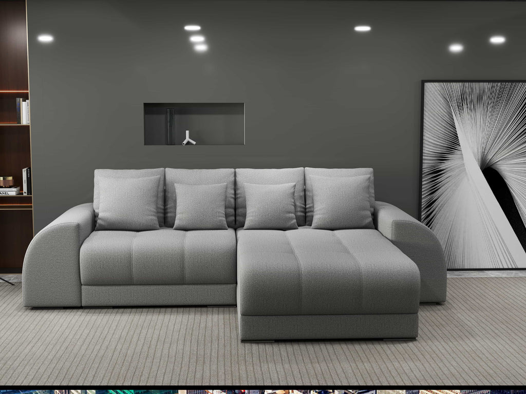 Colțar extensibil dumonde cu ladă de depozitare si sezut confortabil din spuma high-density, Verona Enjoy Gri II 290x185 cm
