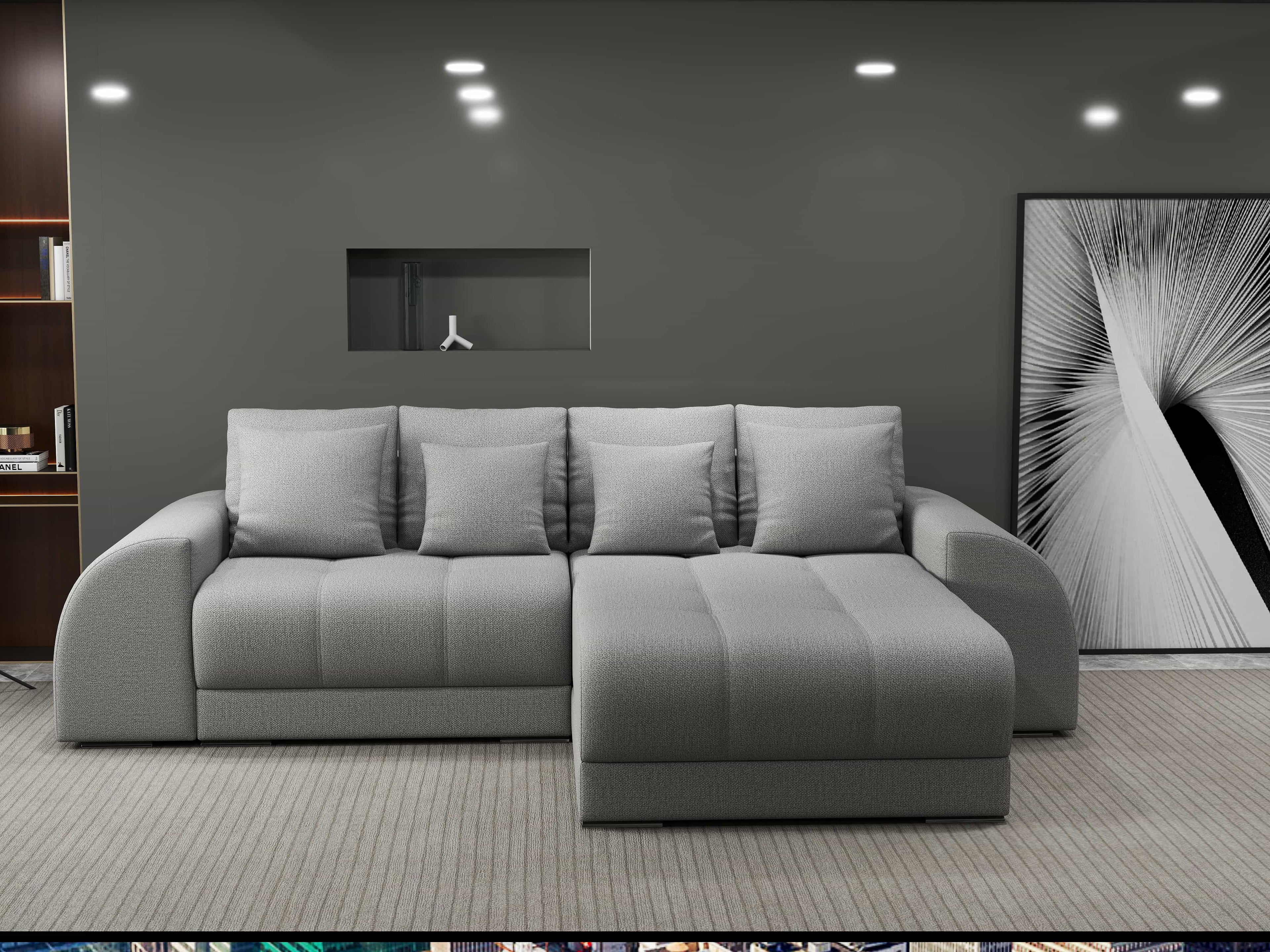 Colțar extensibil dumonde cu ladă de depozitare si sezut confortabil din spuma high-density, Verona Enjoy Gri II 290x185 cm