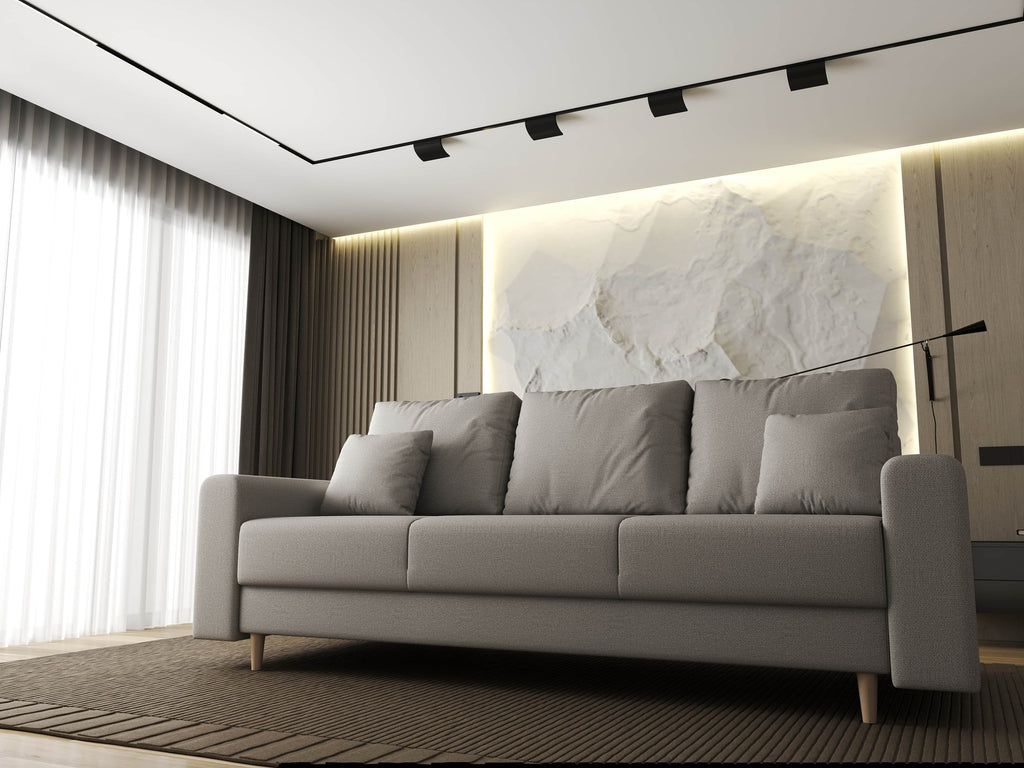 Canapea extensibilă dumonde cu ladă de depozitare si sezut confortabil din spuma high-density, Kronos Enjoy Bej 210x100 cm