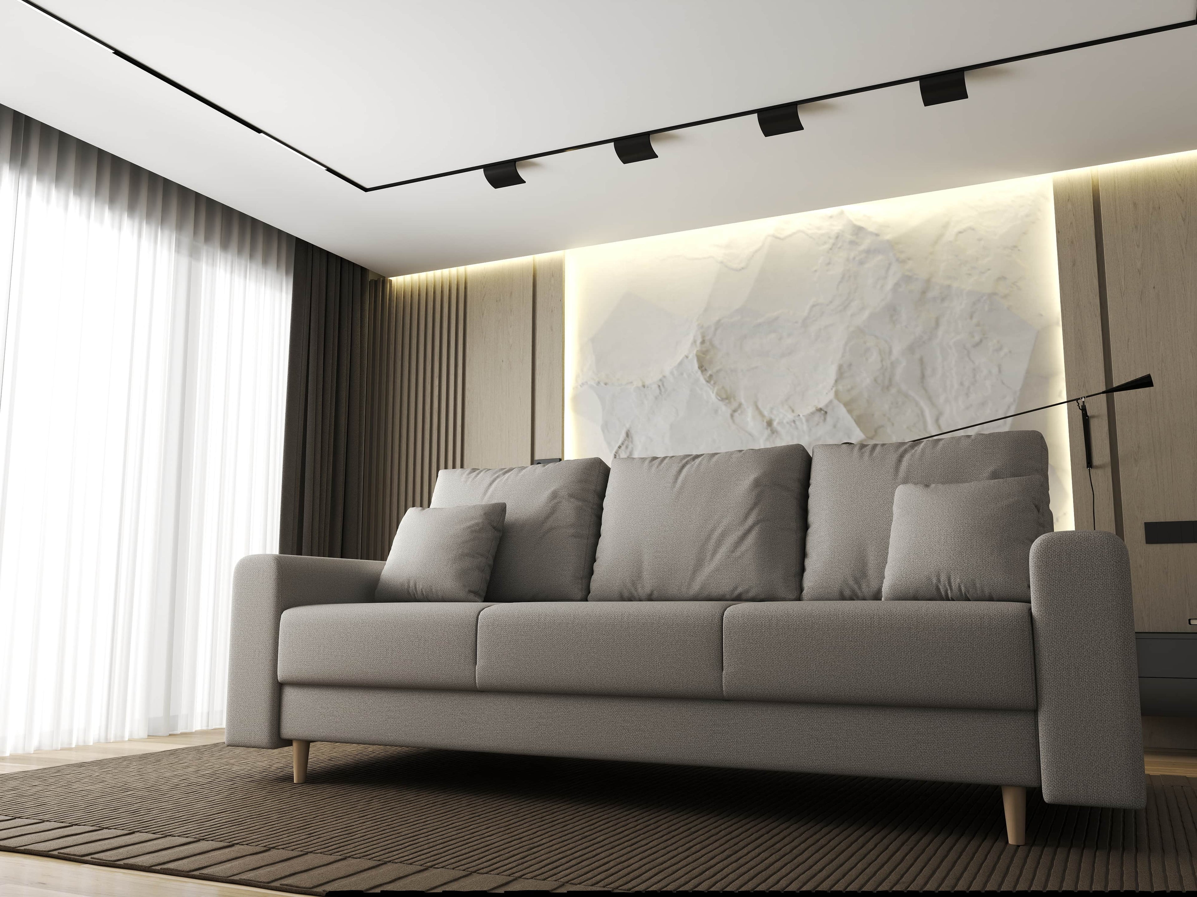 Canapea extensibilă dumonde cu ladă de depozitare si sezut confortabil din spuma high-density, Kronos Enjoy Bej 210x100 cm