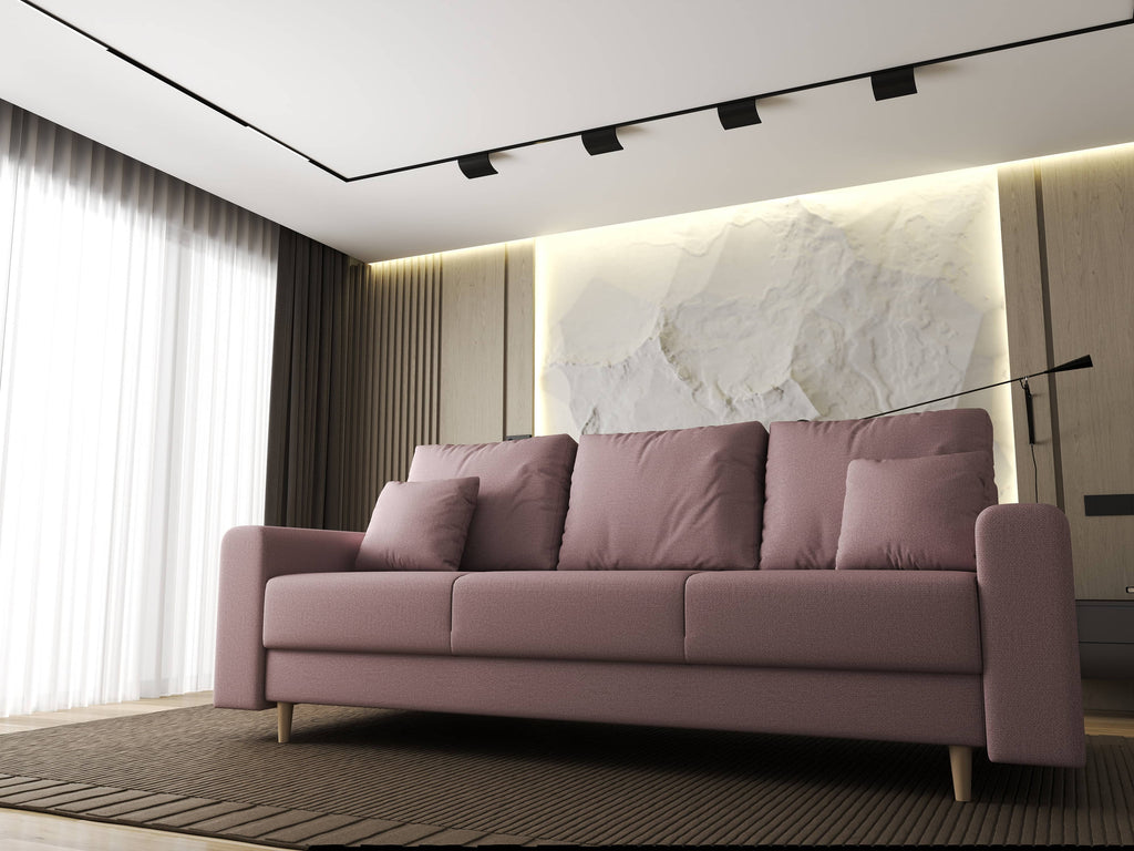 Canapea extensibilă dumonde cu ladă de depozitare si sezut confortabil din spuma high-density, Kronos Enjoy Flamingo 210x100 cm