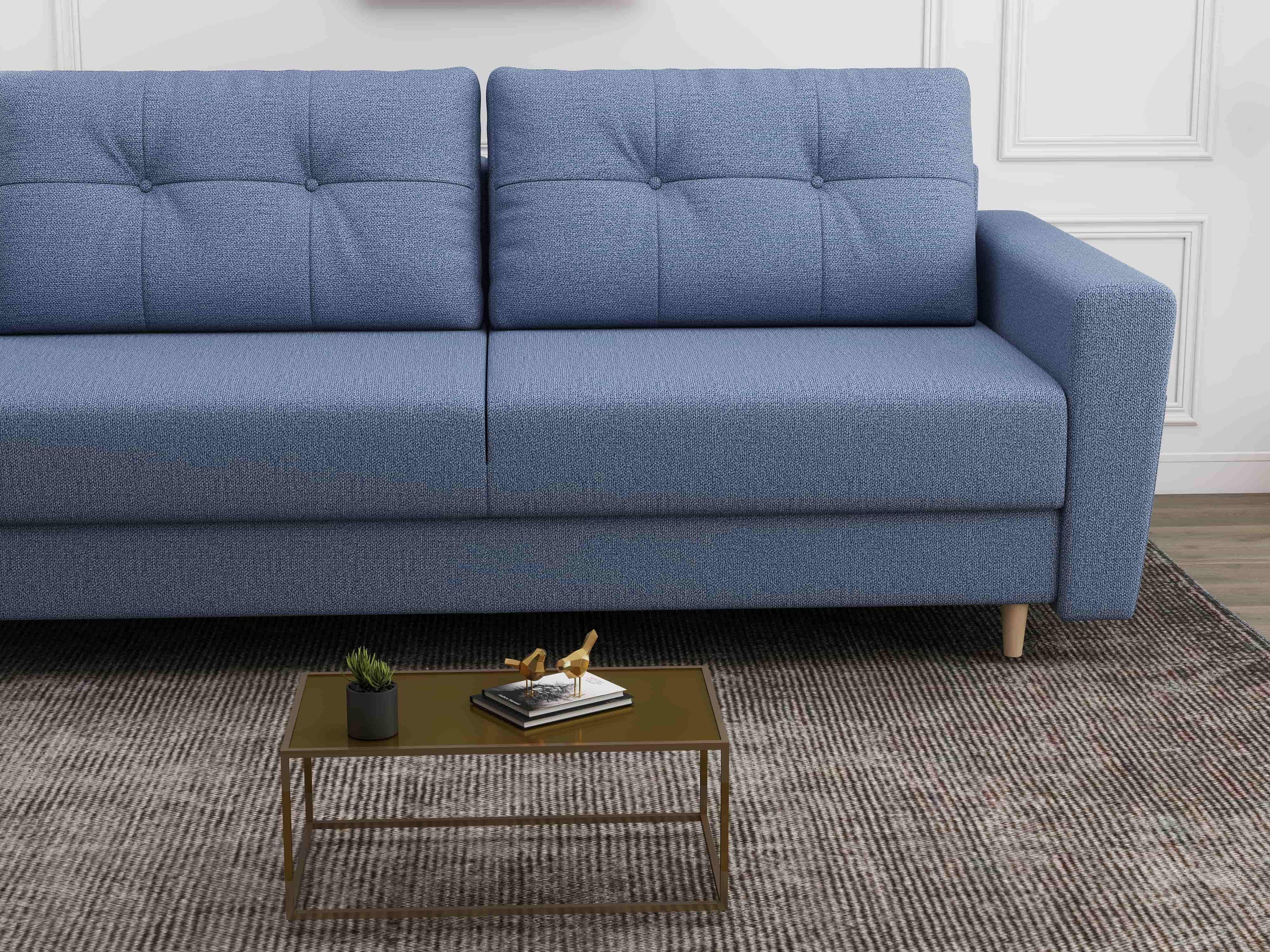 Canapea extensibilă dumonde cu ladă de depozitare si sezut confortabil din spuma high-density, Summer Enjoy Albastru 225x100 cm